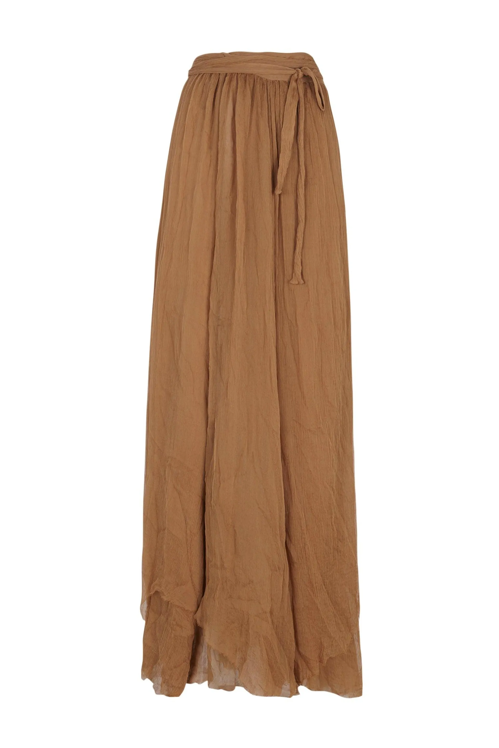 Aurora, long skirt in bronze silk bambula