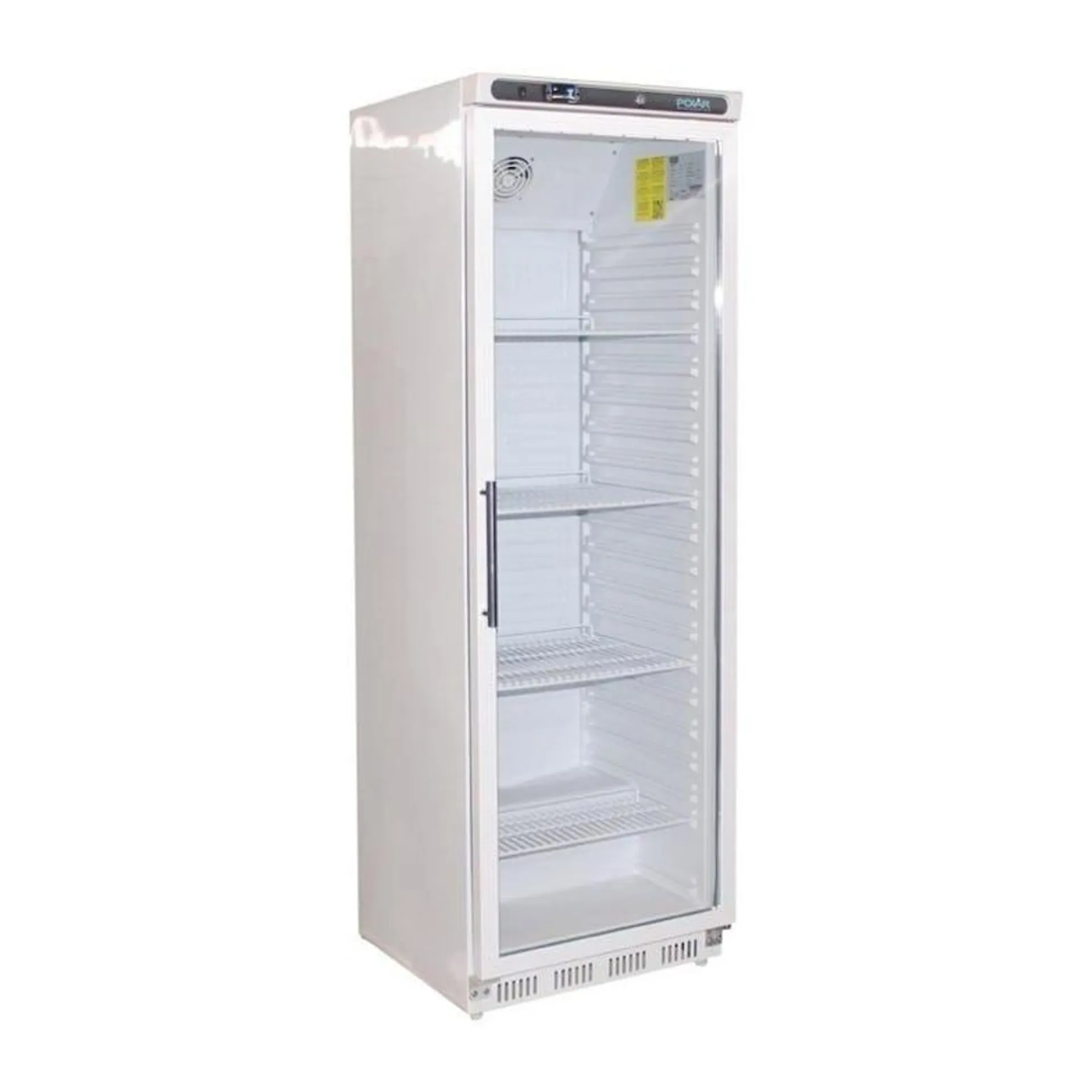 Frigorífico expositor para bebidas, blanco, con puerta de vidrio, con cerradura, Polar 400L CD087