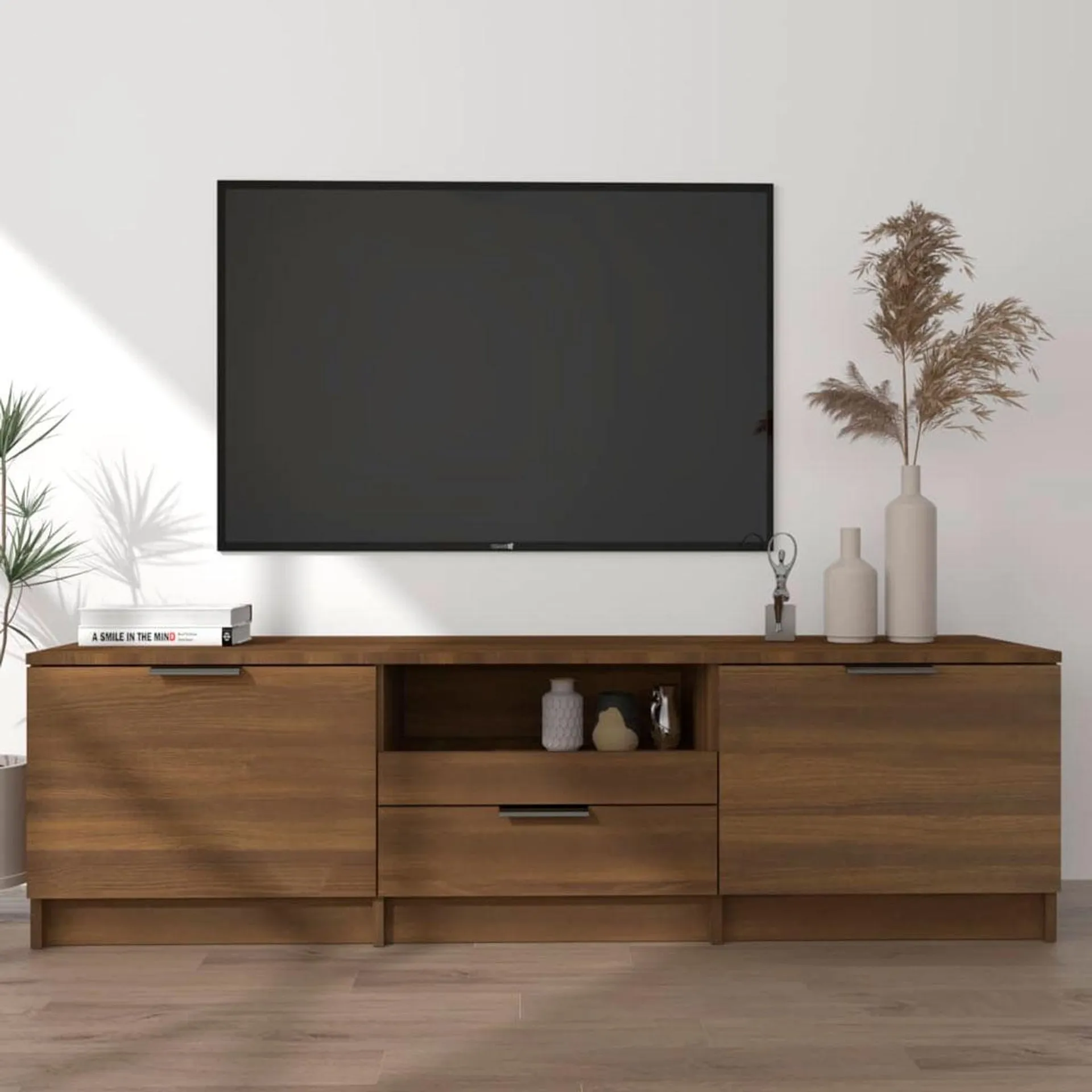 Mueble bajo de TV Habac estilo rústico marrón 40x140x35 cm