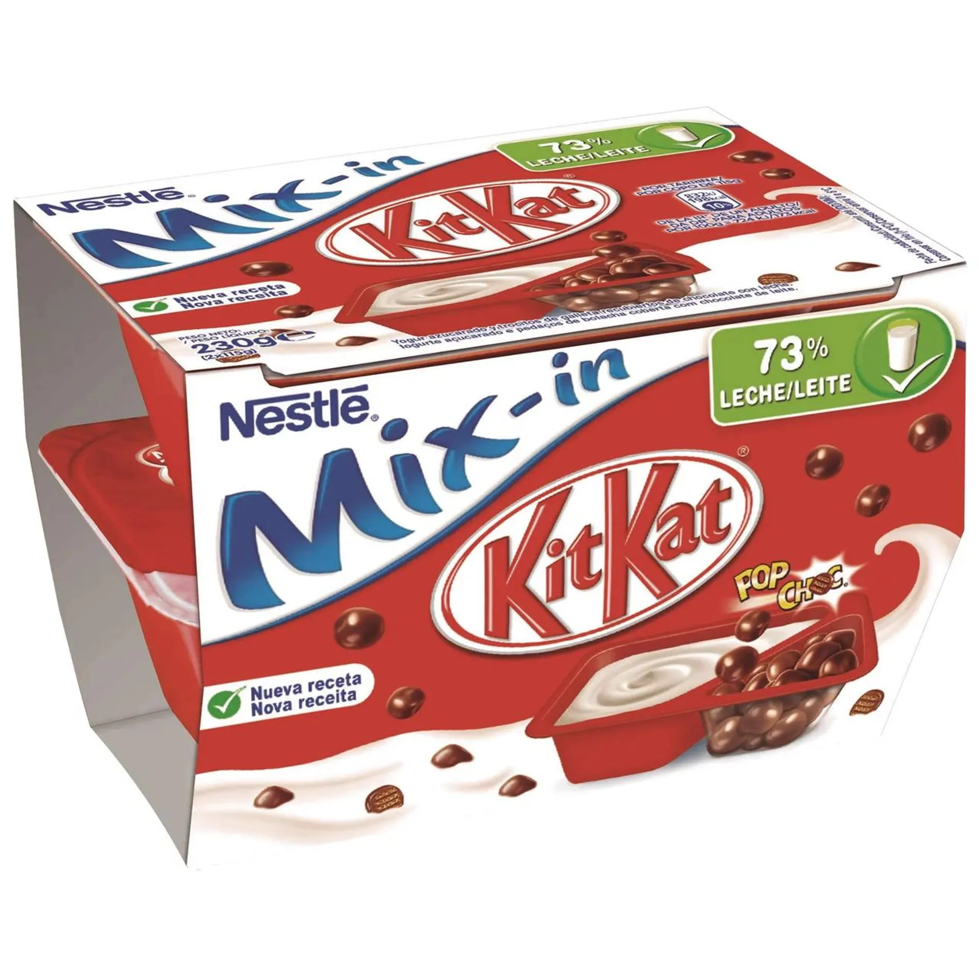 NESTLÉ Yogur de natural azucarado con trocitos de galletas de chocolate con leche Kit kat 2 x 115 g.