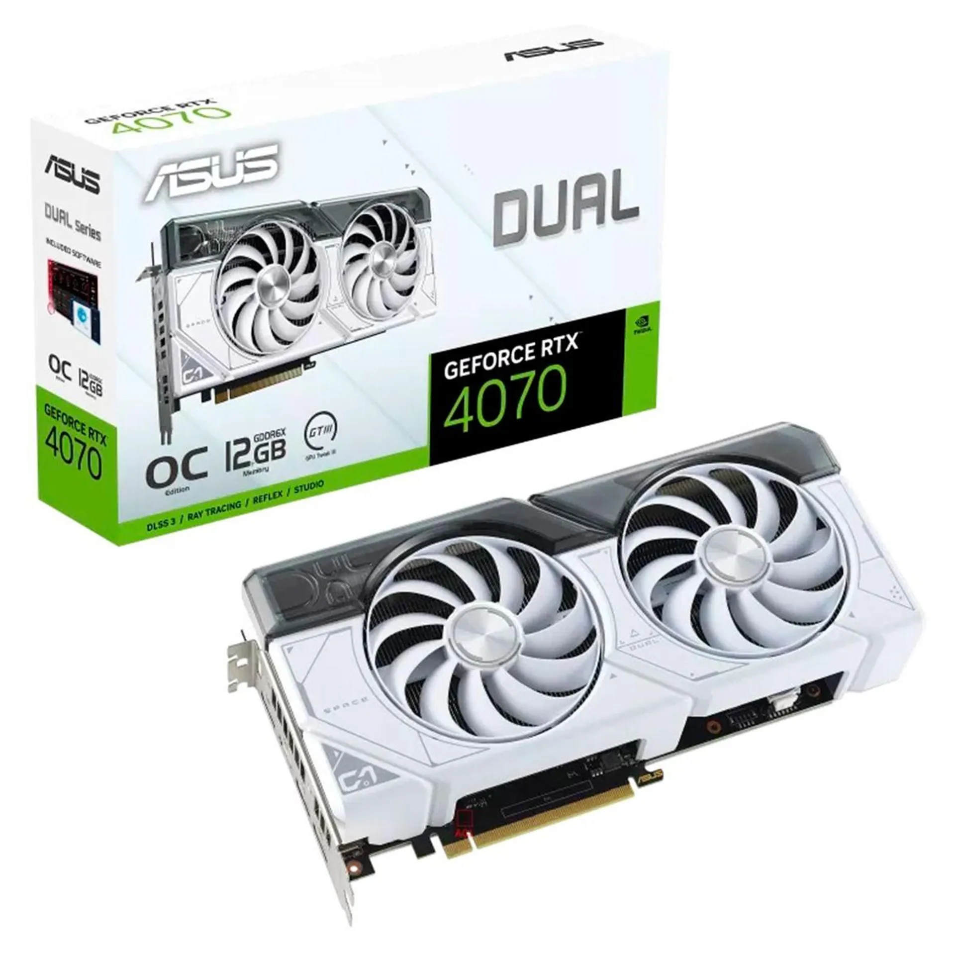 TARJETA GRÁFICA ASUS DUAL GEFORCE RTX 4070 WHITE OC EDITION 12GB 90YV0IZ4-M0NA00