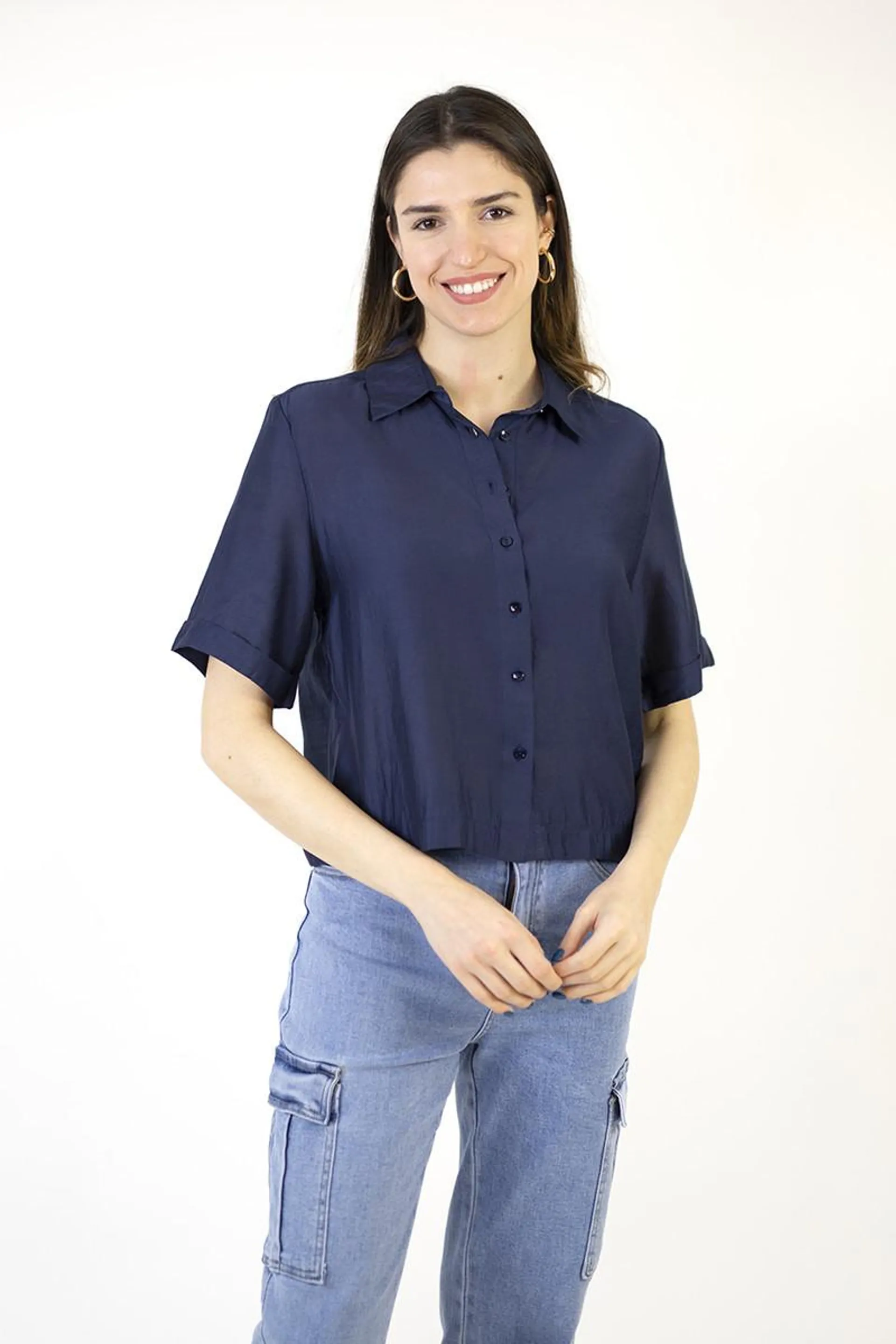 Camisa cropped marino