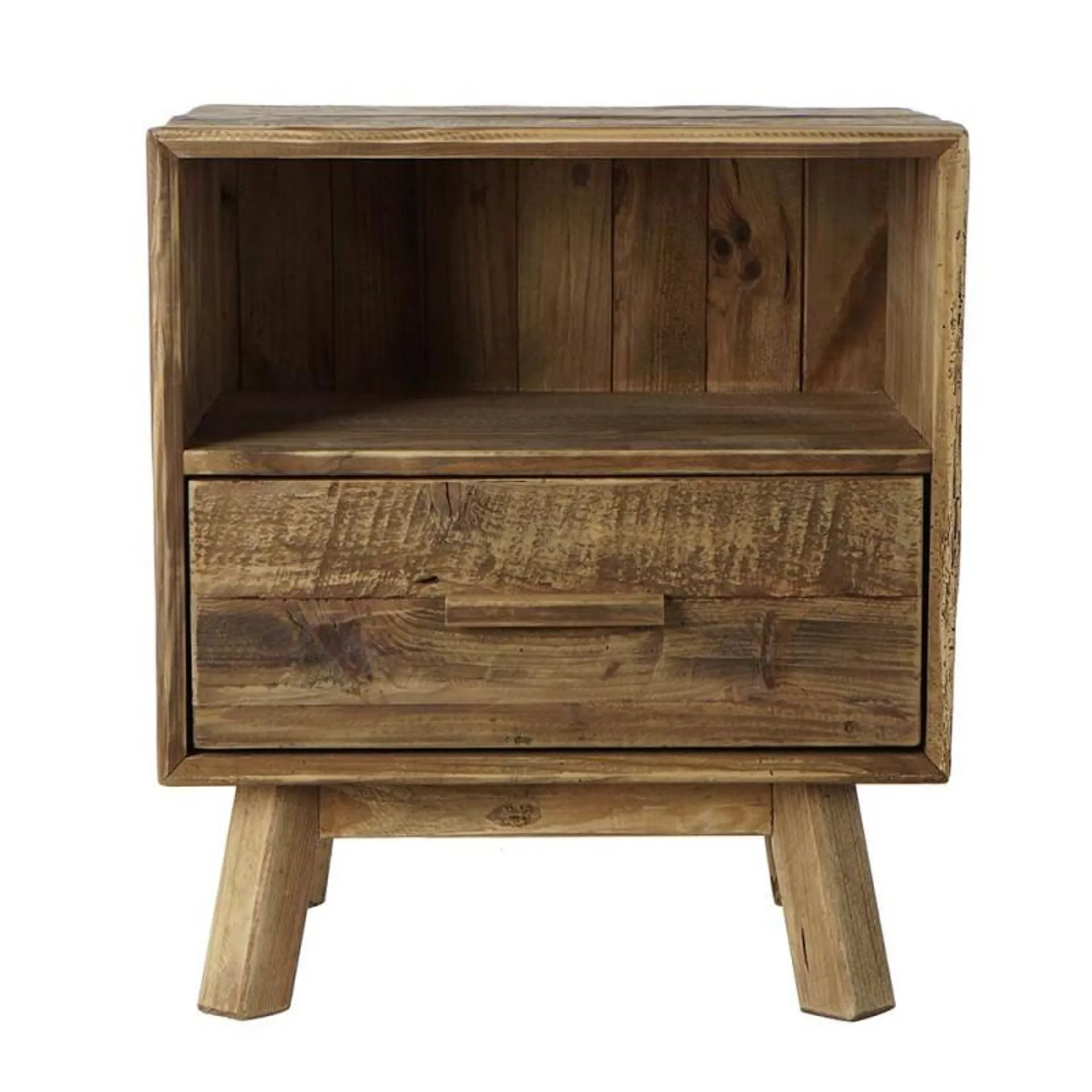 Natural recycled wood bedside table