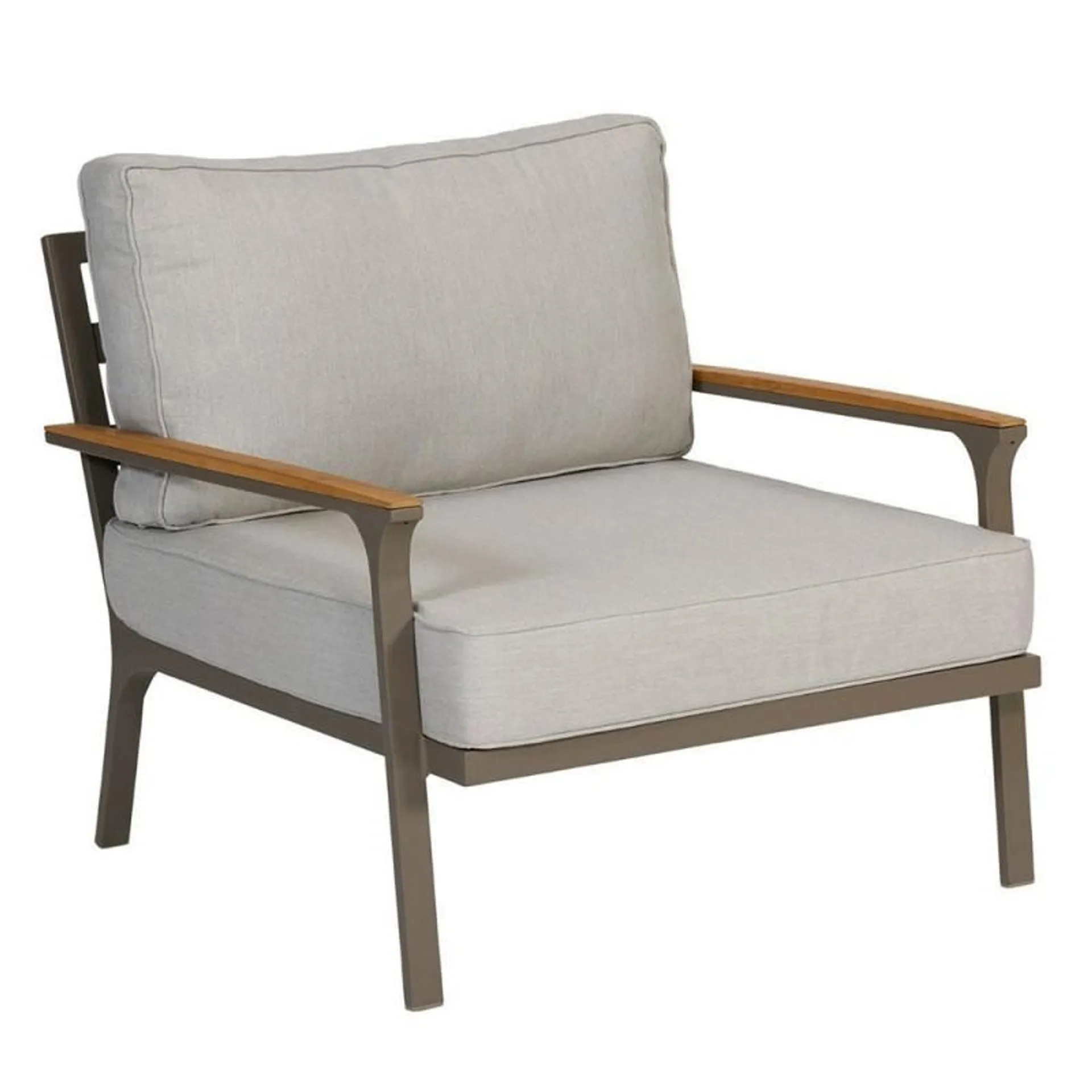 Teak wood and aluminum Orlando outdoor armchair