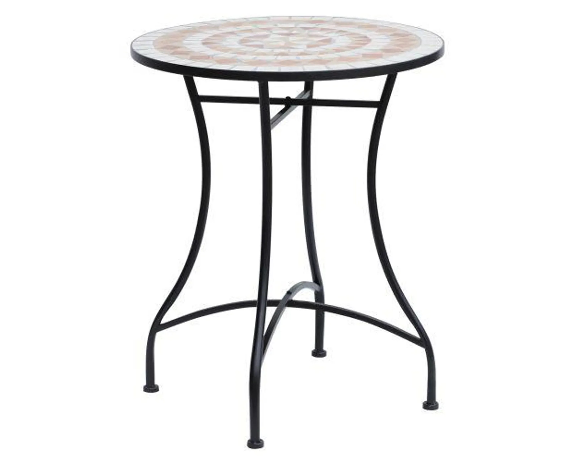 Mesa de jardín ø60x71 cm acero y cerámica Outsunny