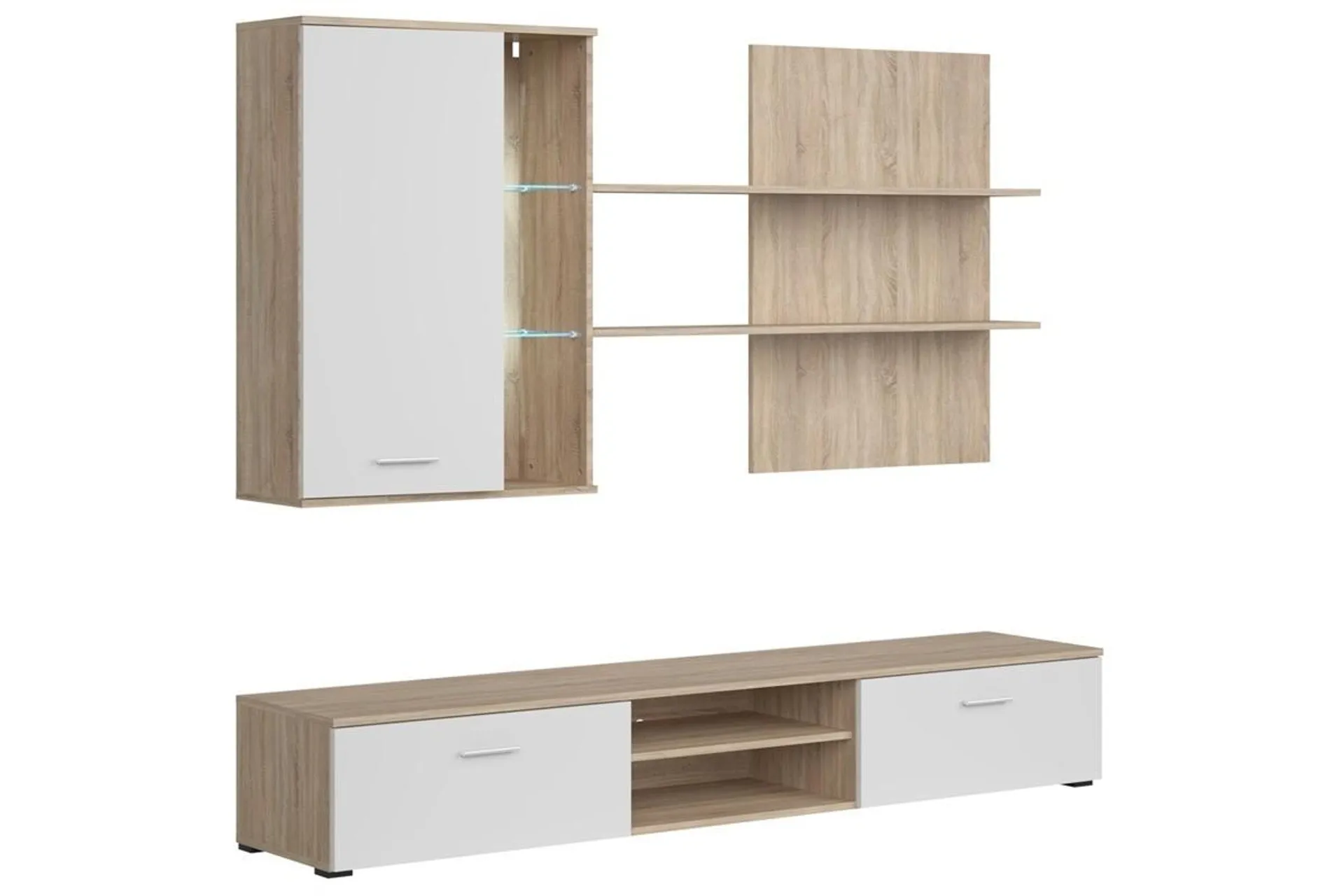 Mueble de salón QUATRO Blanco y Roble