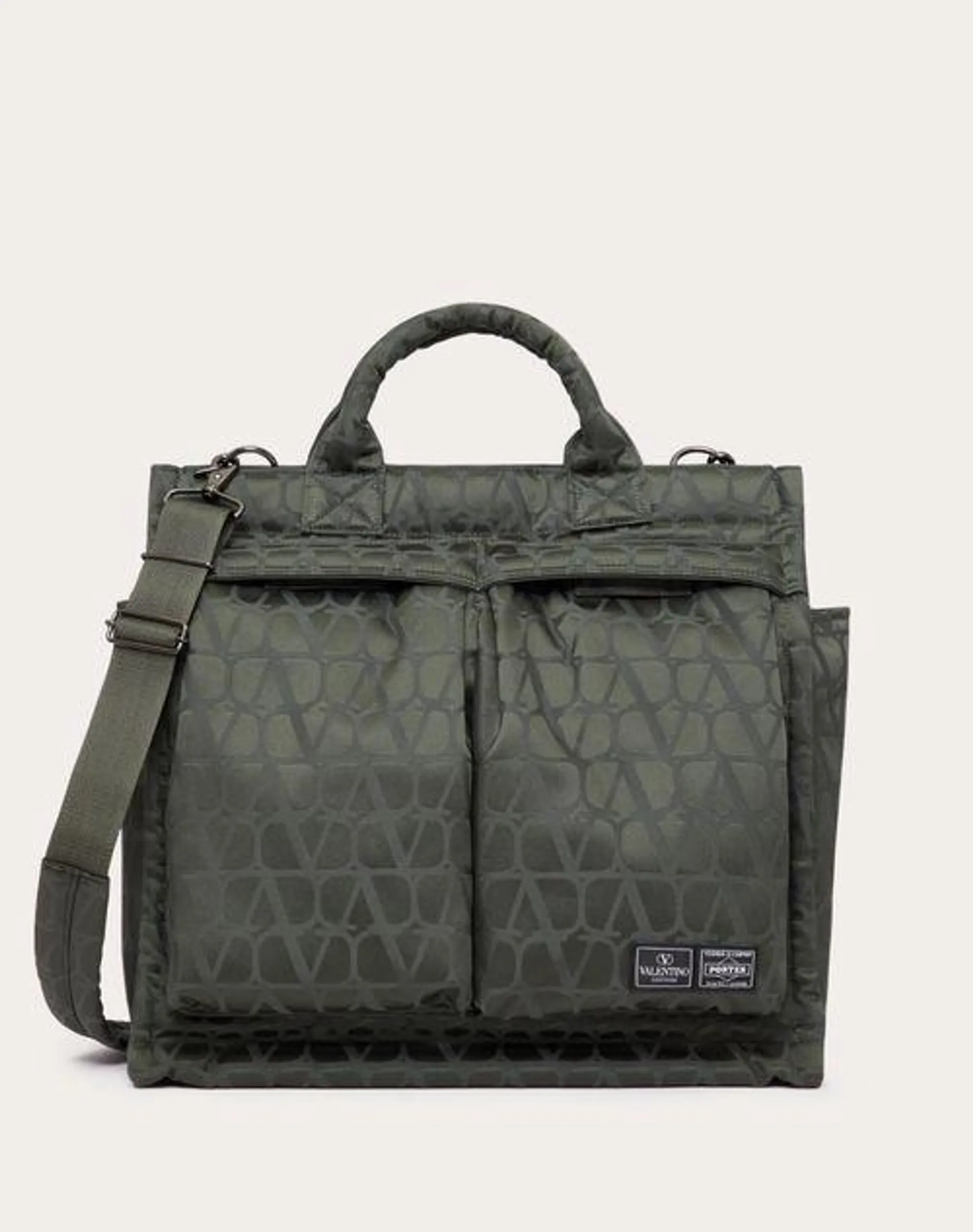 BOLSO DE HOMBRO DE TEJIDO TÉCNICO TOILE ICONOGRAPHE DE VALENTINO GARAVANI EN COLABORACIÓN CON PORTER