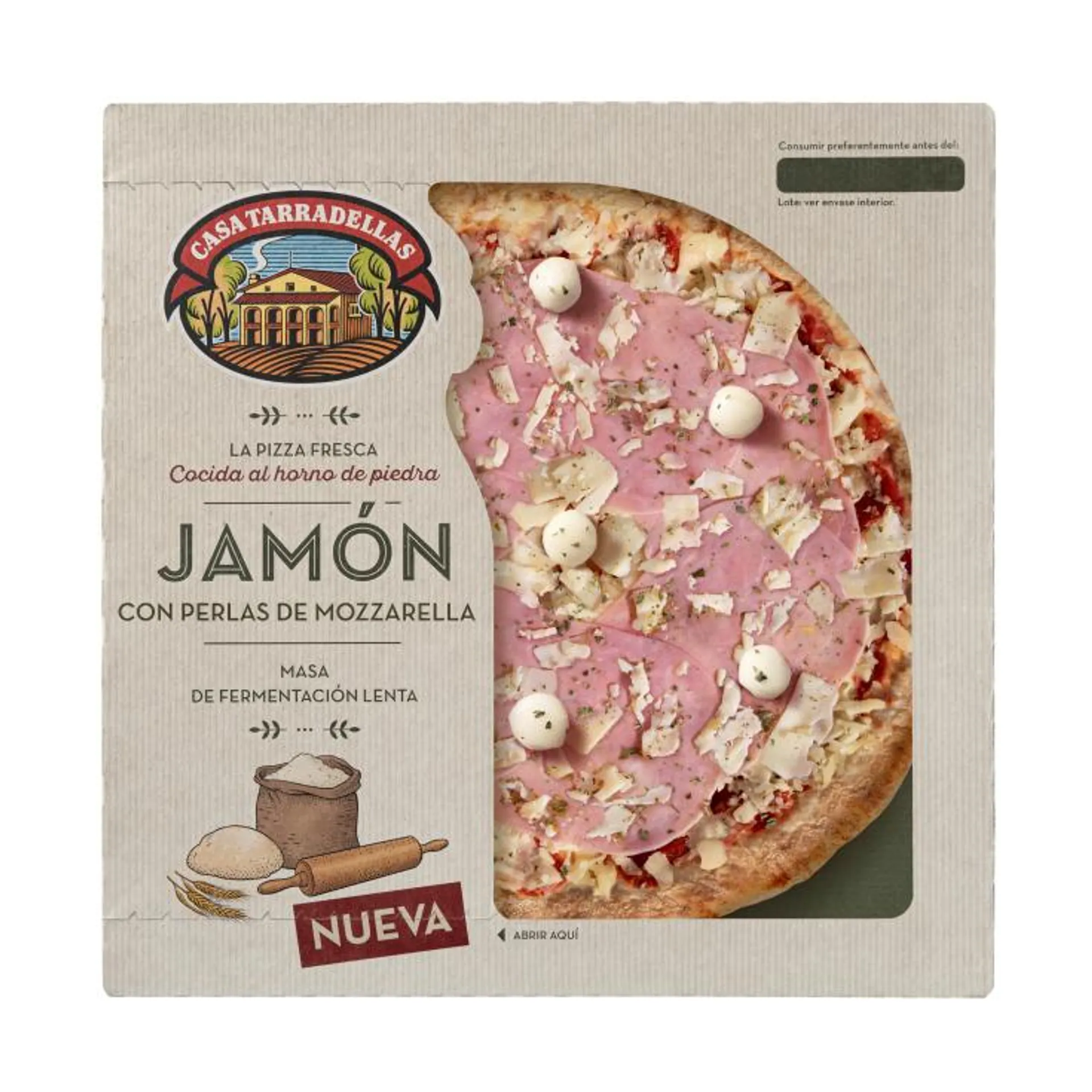 pizza jamón/mozzarela fermentac.lenta, 400g