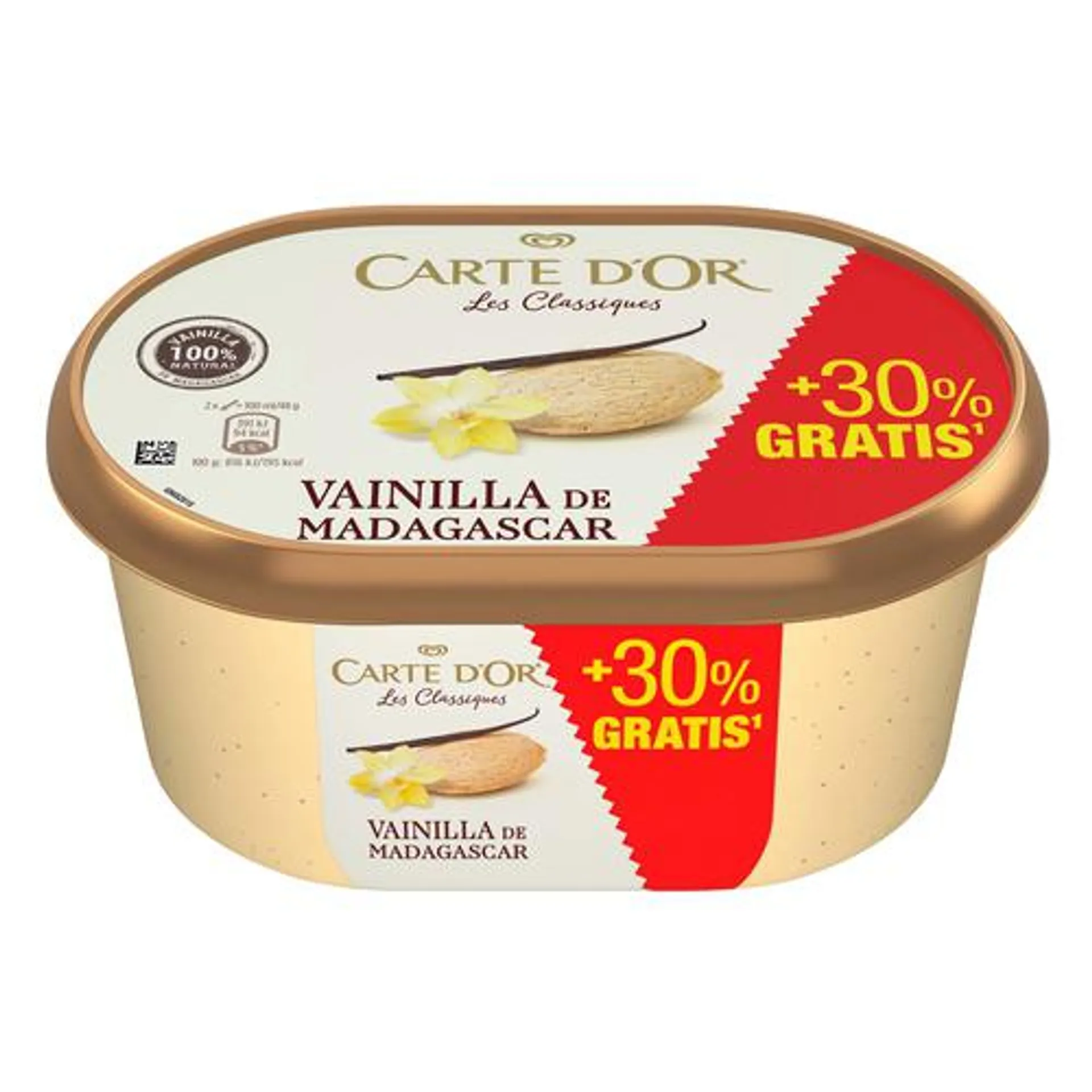 CARTE D'OR Tarrina de helado de vainilla 100% natural de Madagascar CARTE D´OR Les classiques 1.3 l.