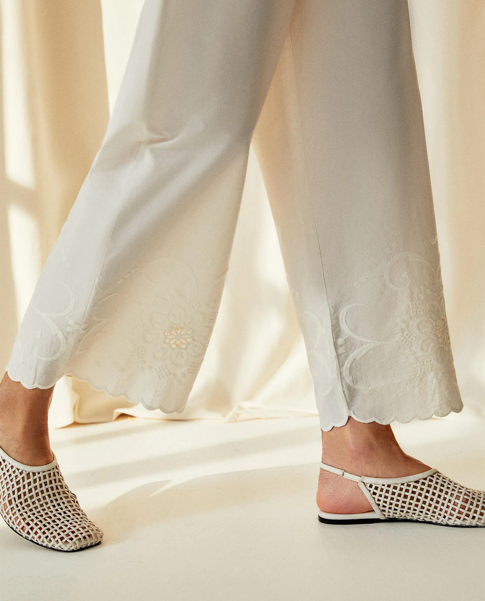 EMBROIDERED COTTON TROUSERS