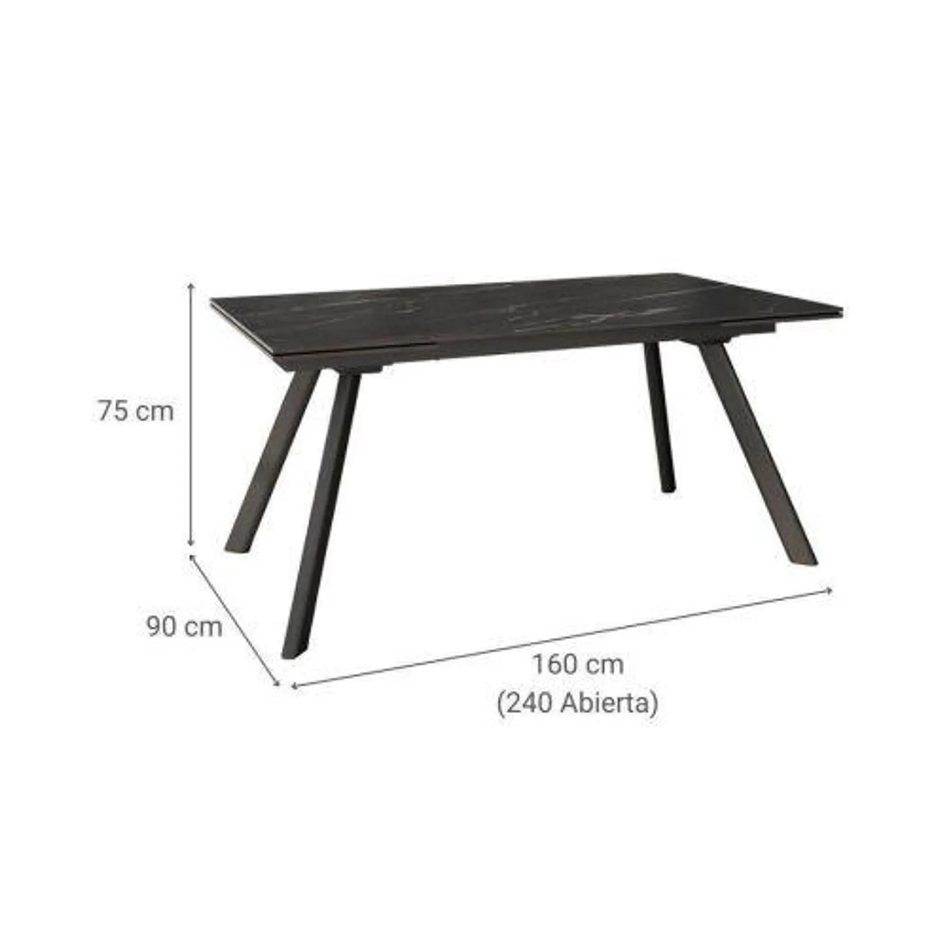 Mesa de Comedor Extensible con Estructura de Metal Negro TASMAN