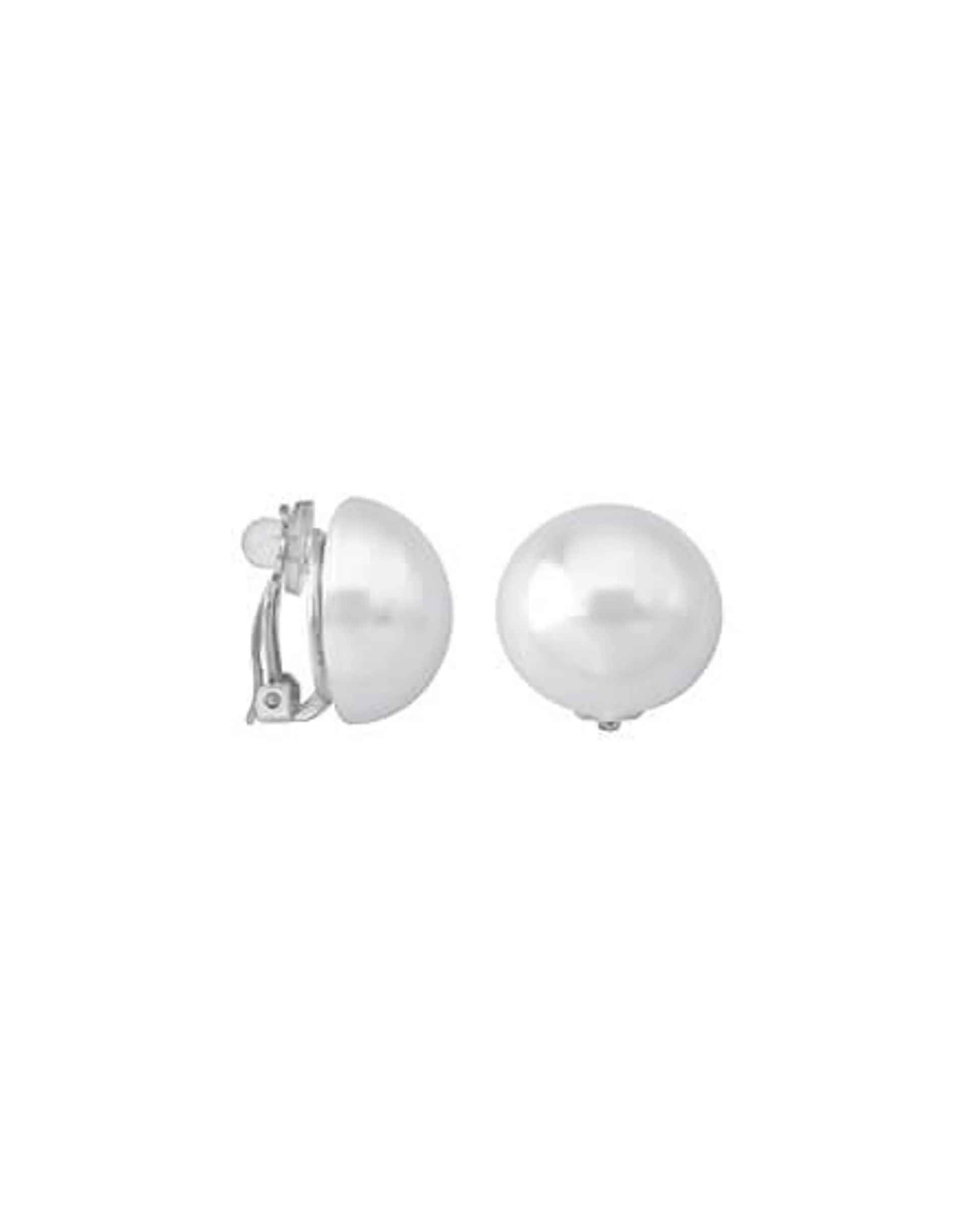Pendientes de perla blanca Mabé 18mm plata