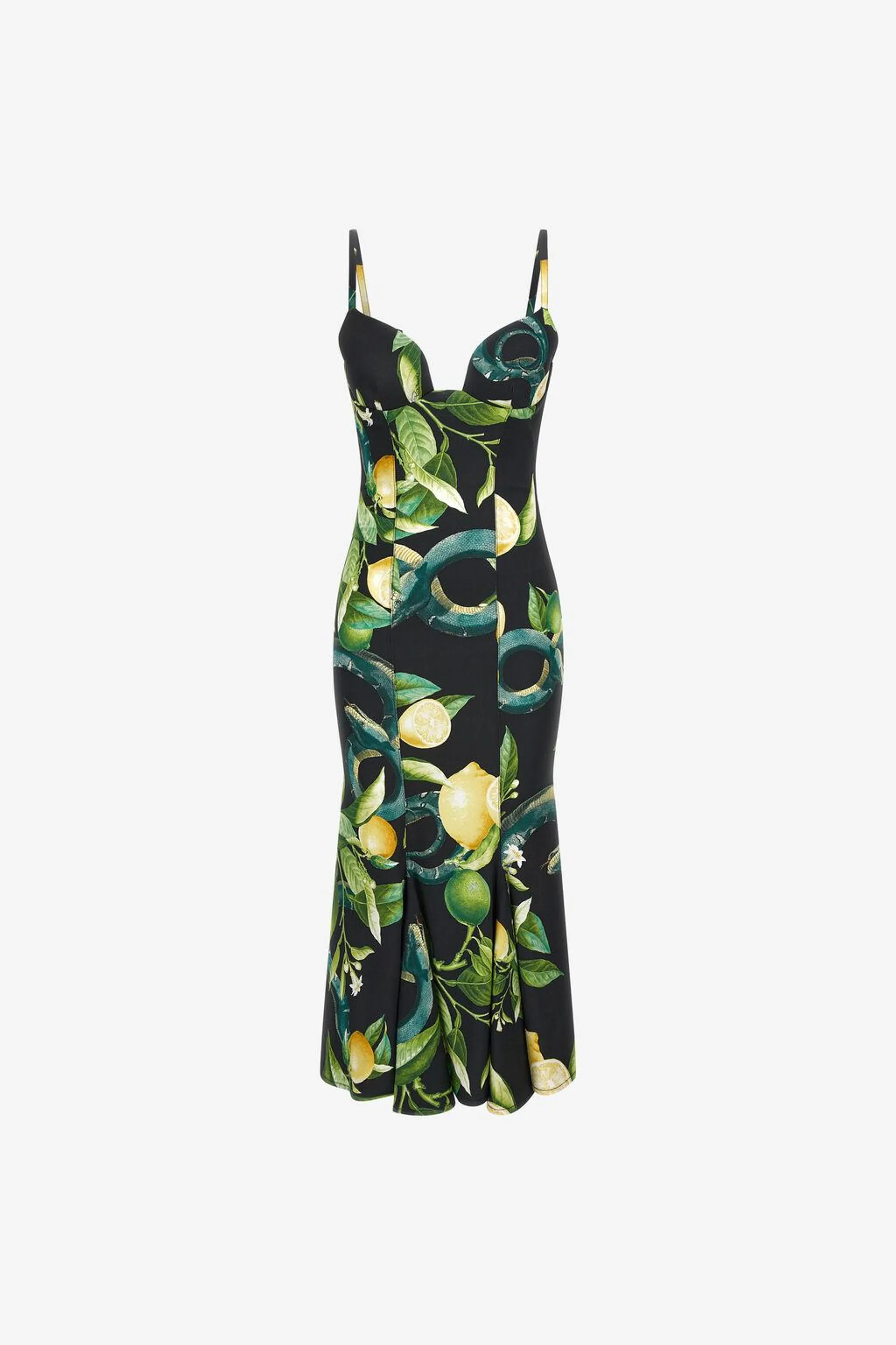 Dress with shoulder straps and Lemon print