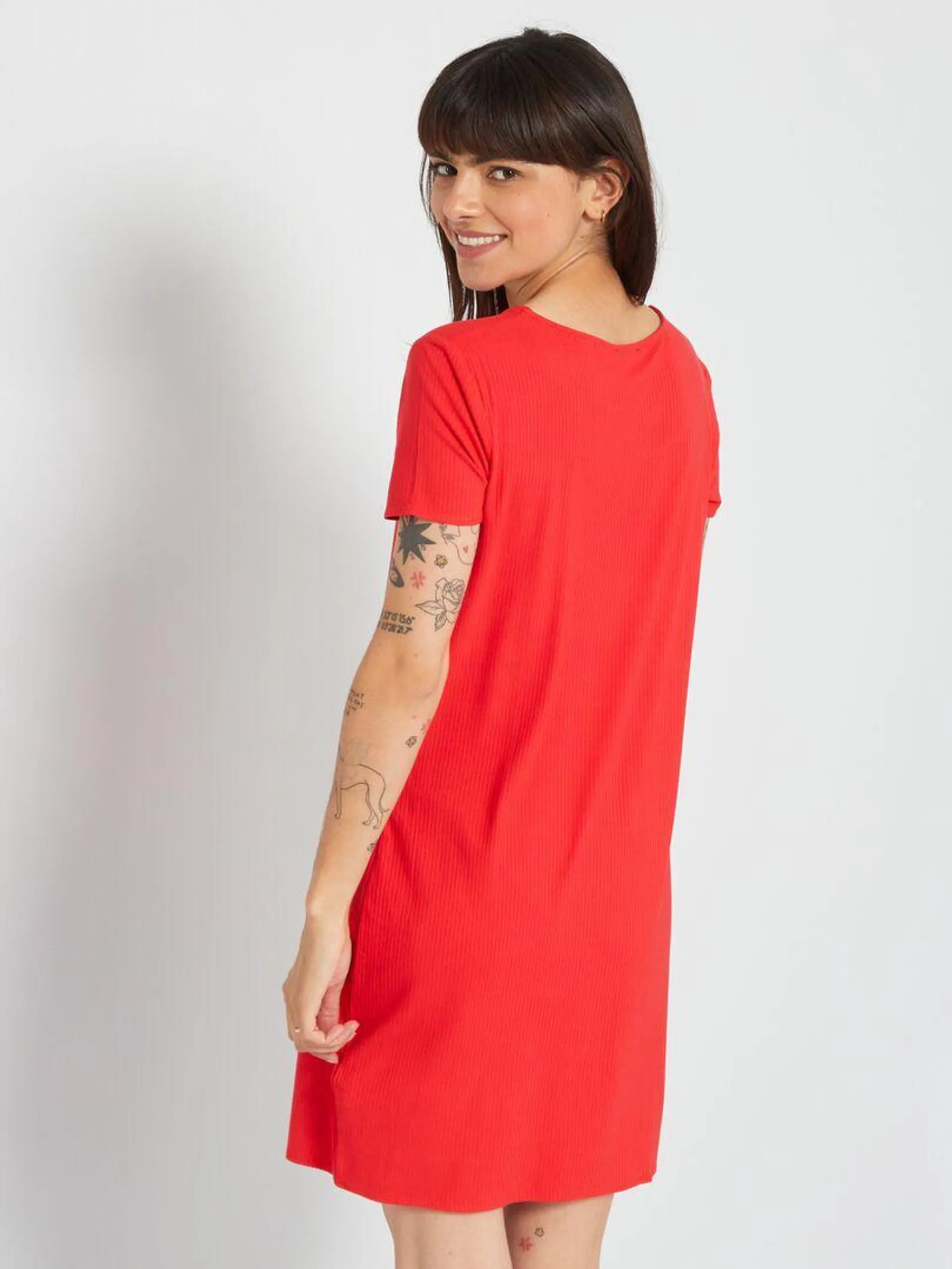 Vestido de canalé - rojo