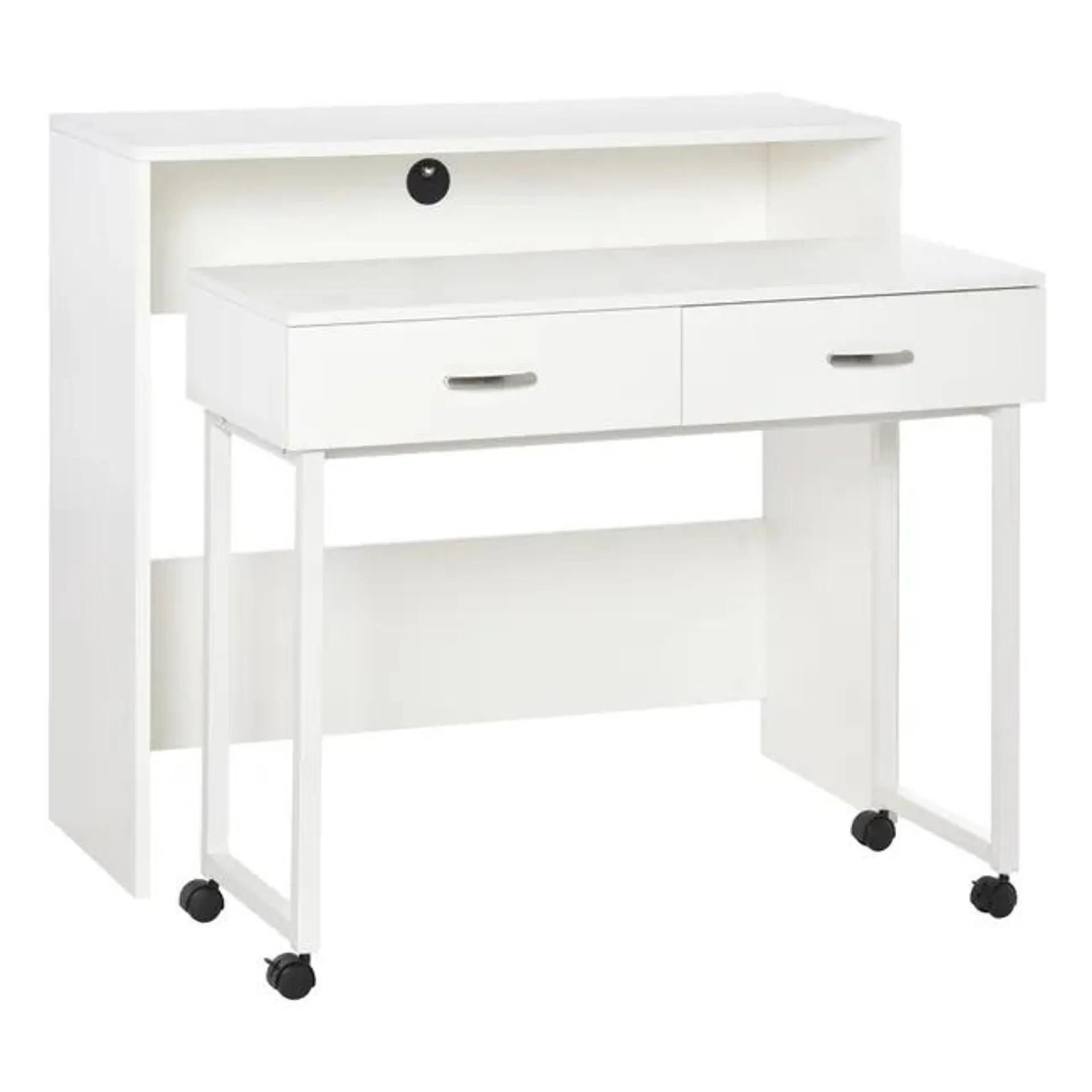 Conjunto de 2 Escritorios Apilables HOMCOM MDF, Metal Blanco 100x36x88 cm 920-021V01WT