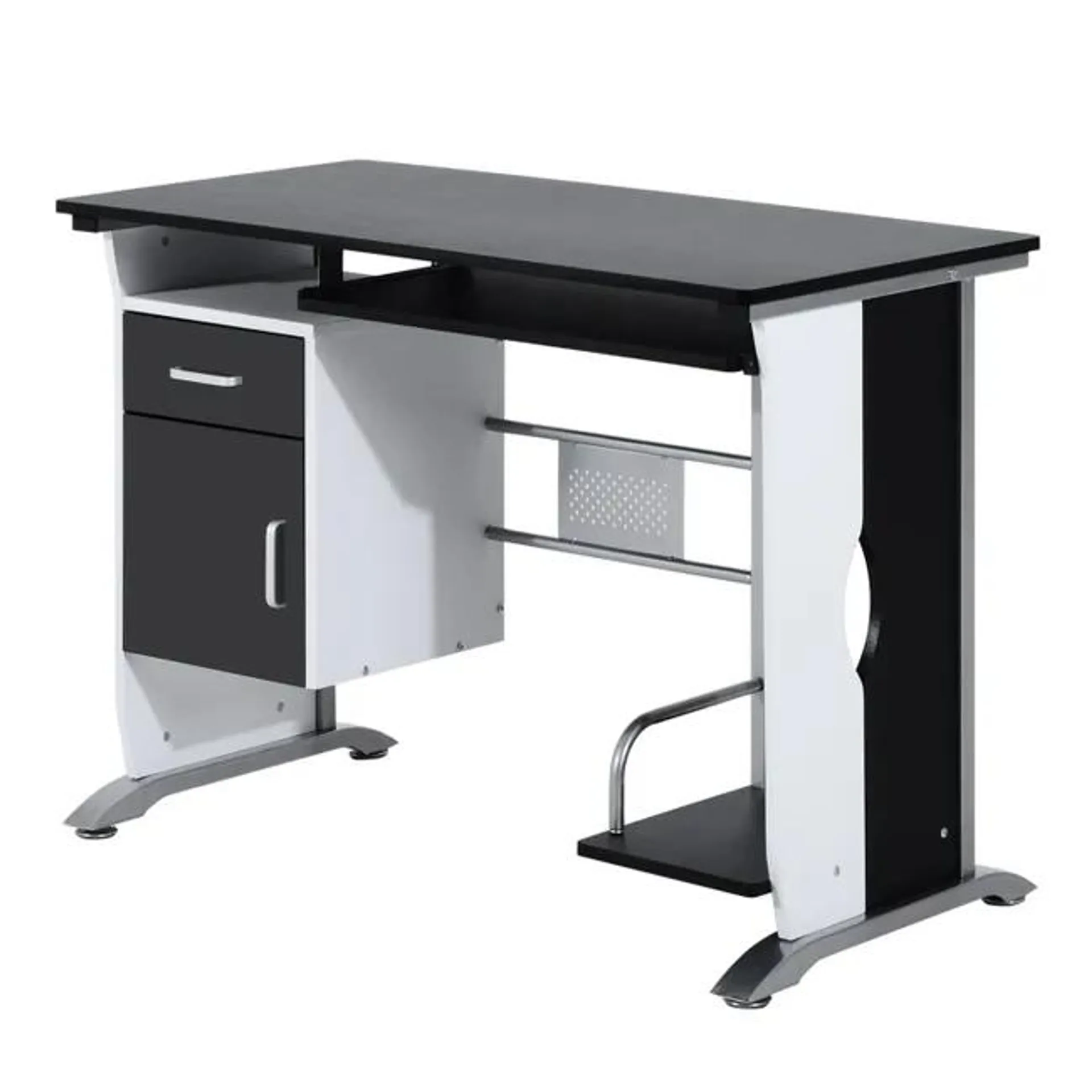 Mesa de ordenador Homcom negro y plata 100x52x75 cm_920-019BK