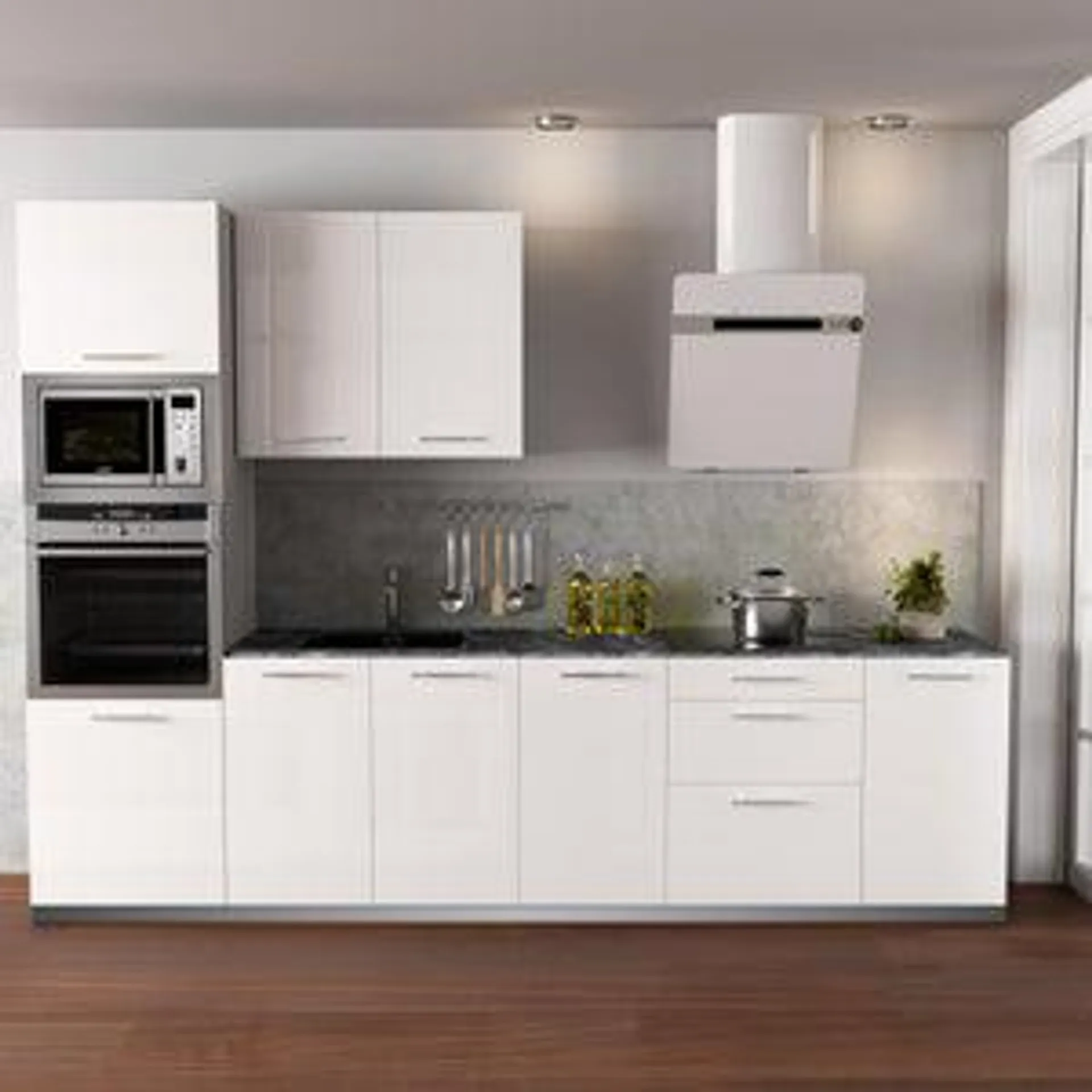 Cocina en kit DELINEA id SEVILLA blanco brillo 3.00 m