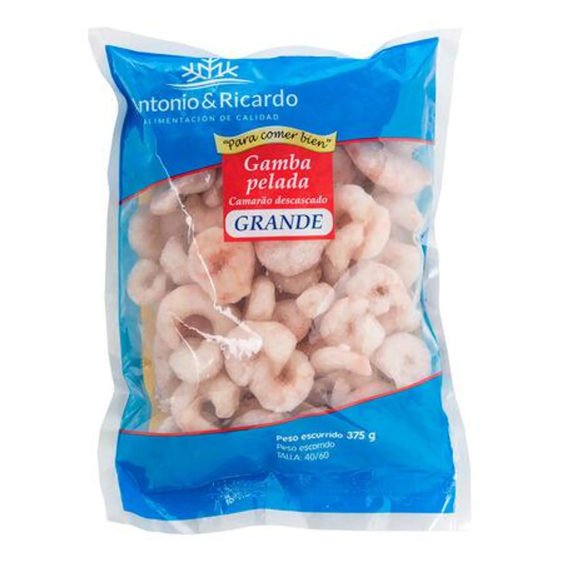 Gamba pelada Antonio y Ricardo 375g 40/60 unidades