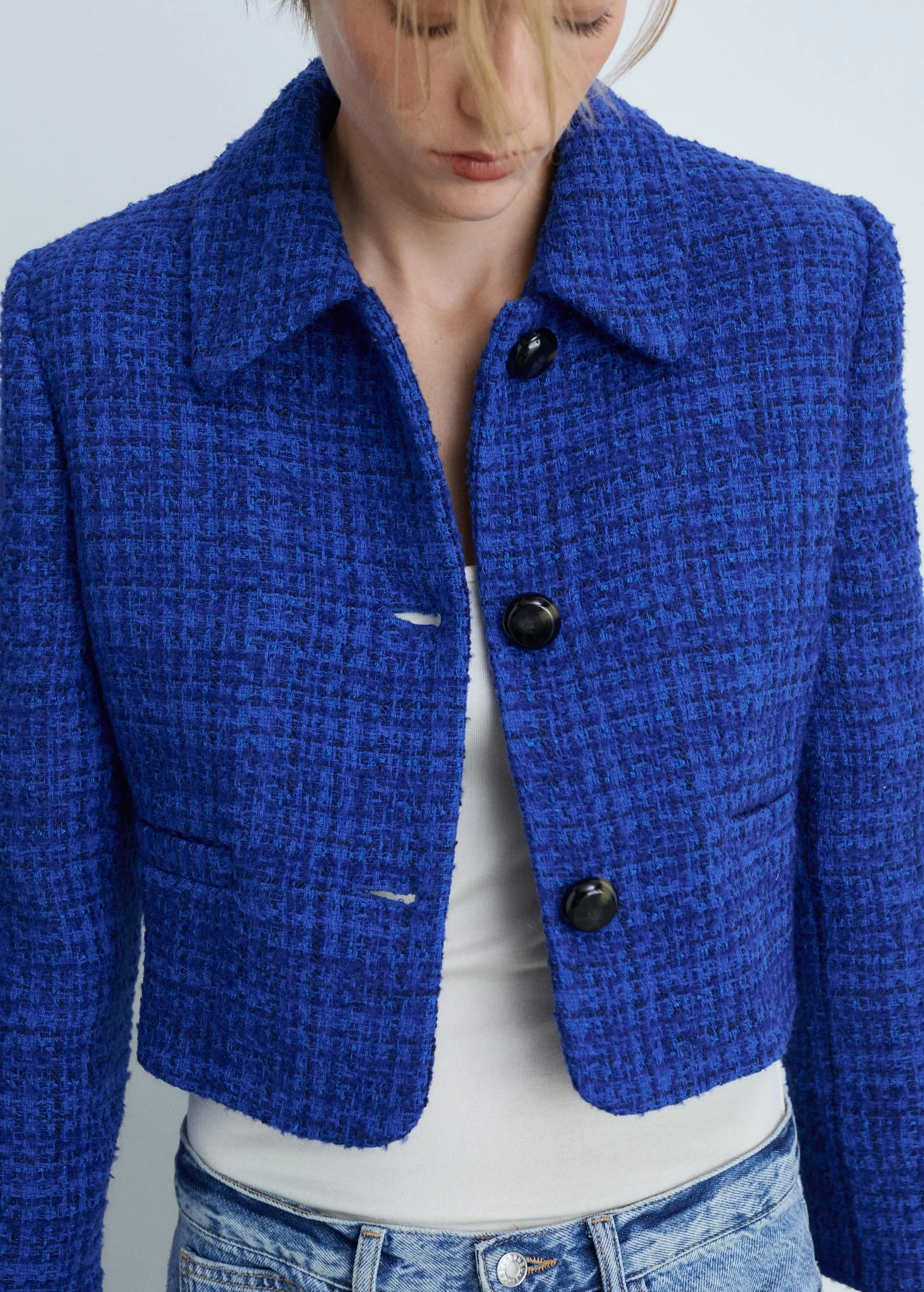 Chaqueta tweed botones