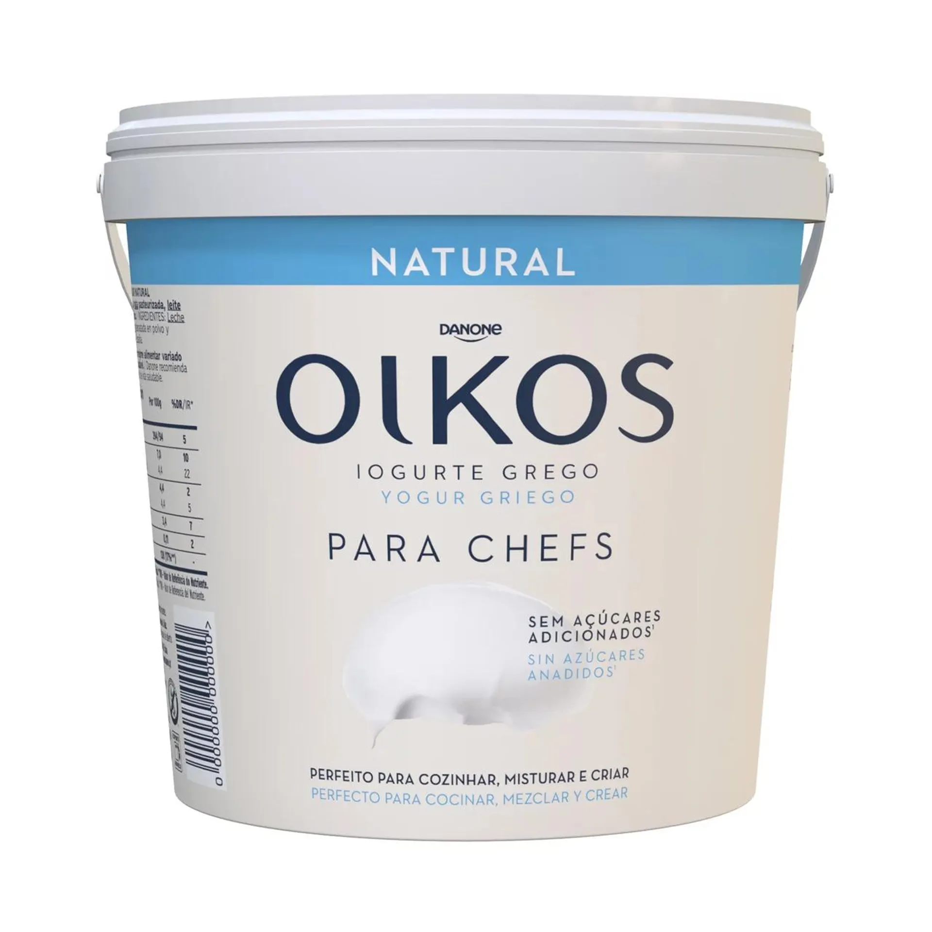 OIKOS Yogur griego natural sin azúcares añadios, especial para cocinar y mezcla de Danone 900 g.