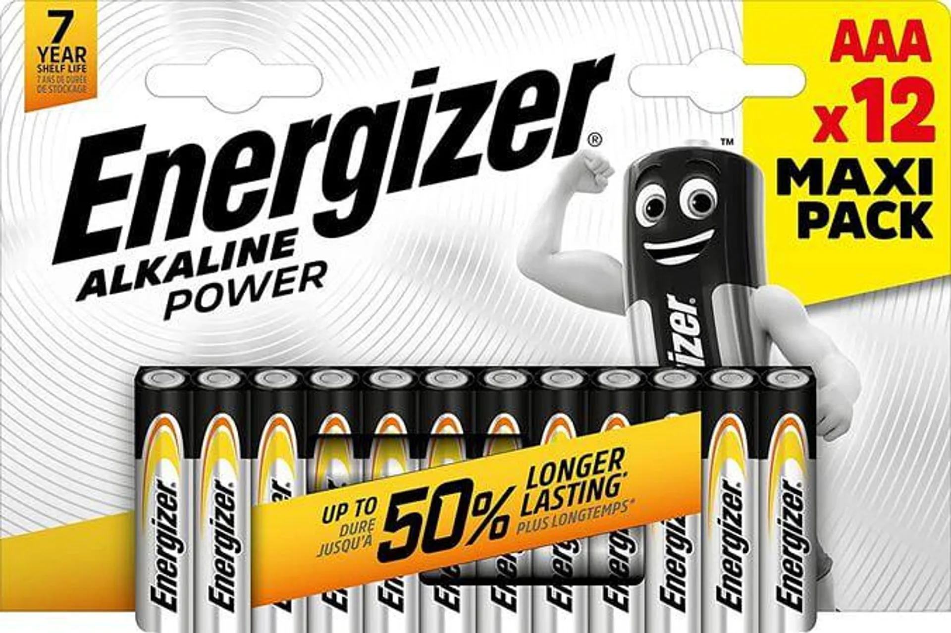 Pila alkaline Power Energizer 12 unidades AAA lr03