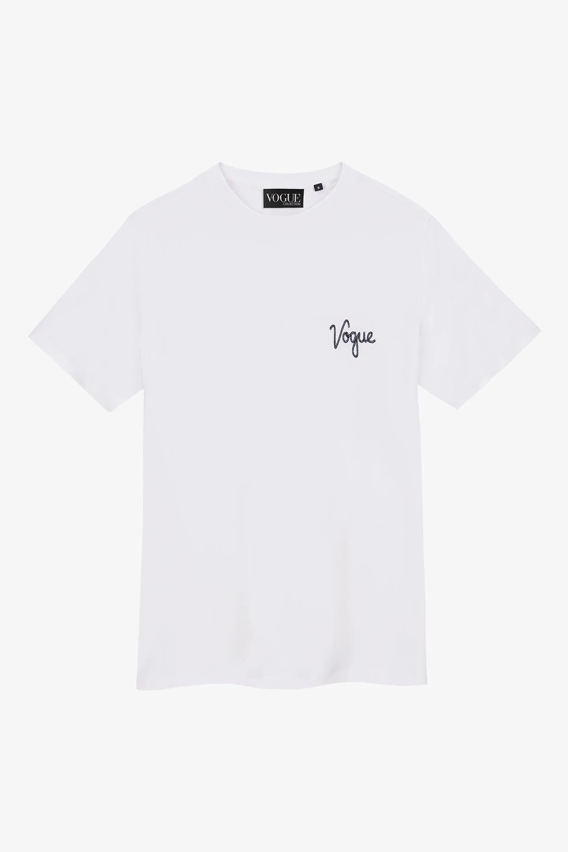 Camiseta VOGUE blanca con logotipo bordado pequeño