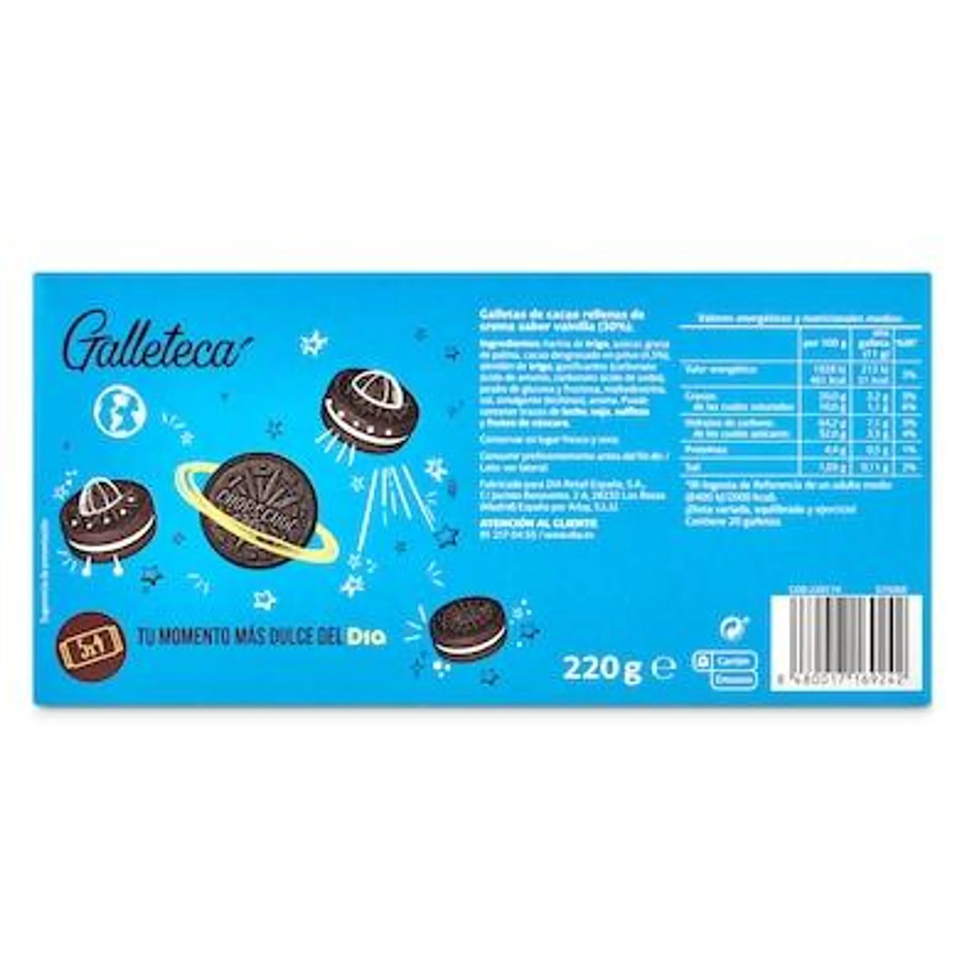 Galletas de cacao rellenas de crema Galleteca de Dia caja 220 g