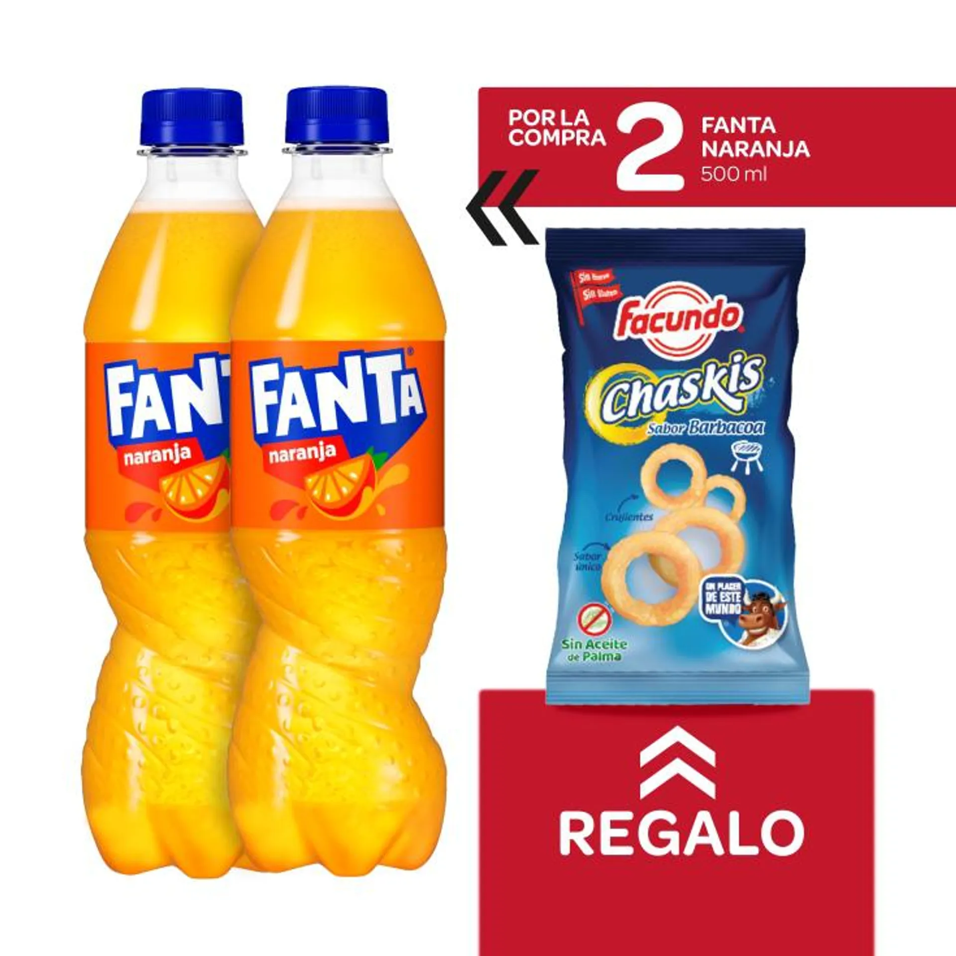 2 refrescos de fanta 500ml + chaskis 50g