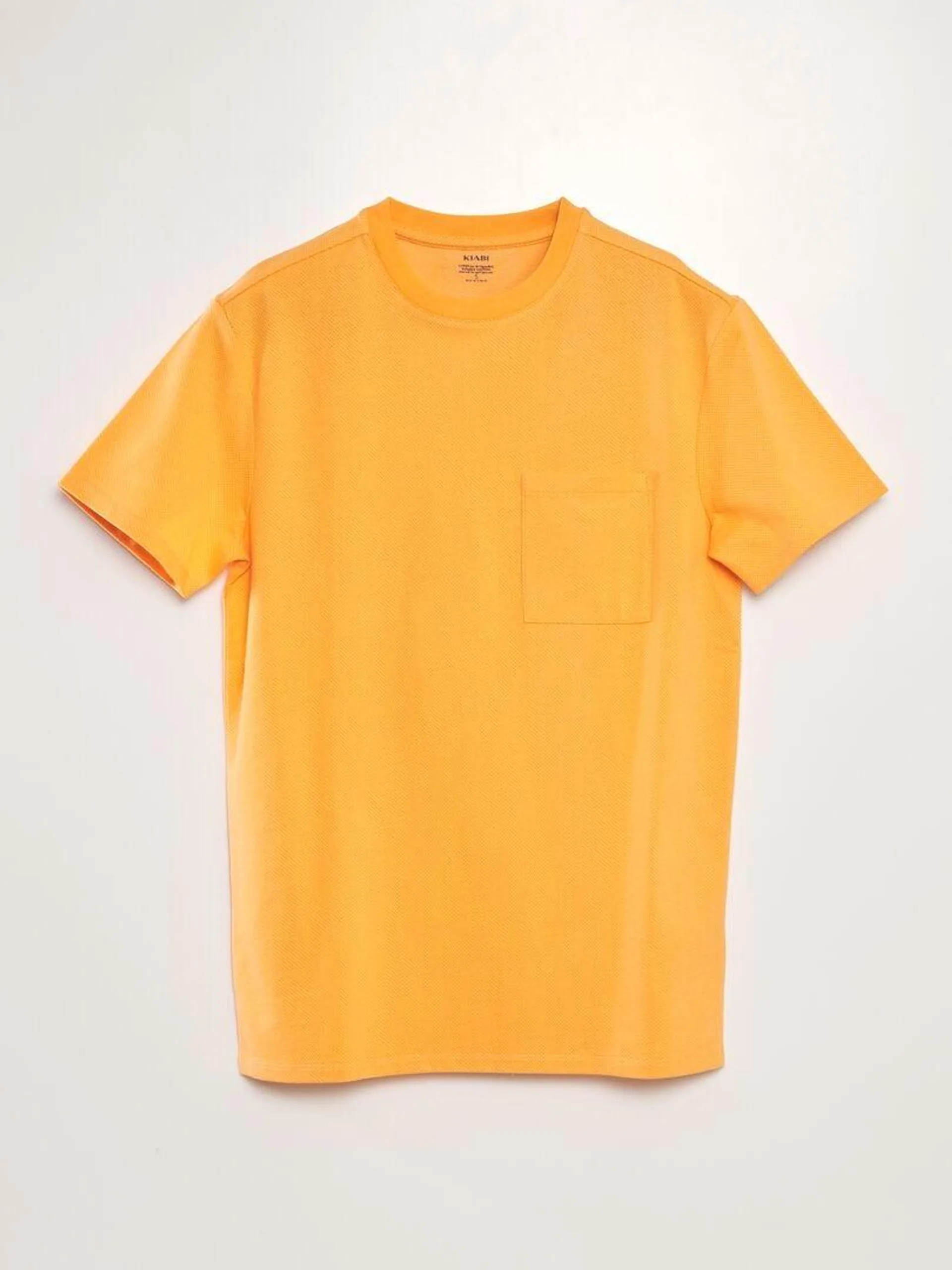 Camiseta moteada con bolsillo en el pecho - NARANJA