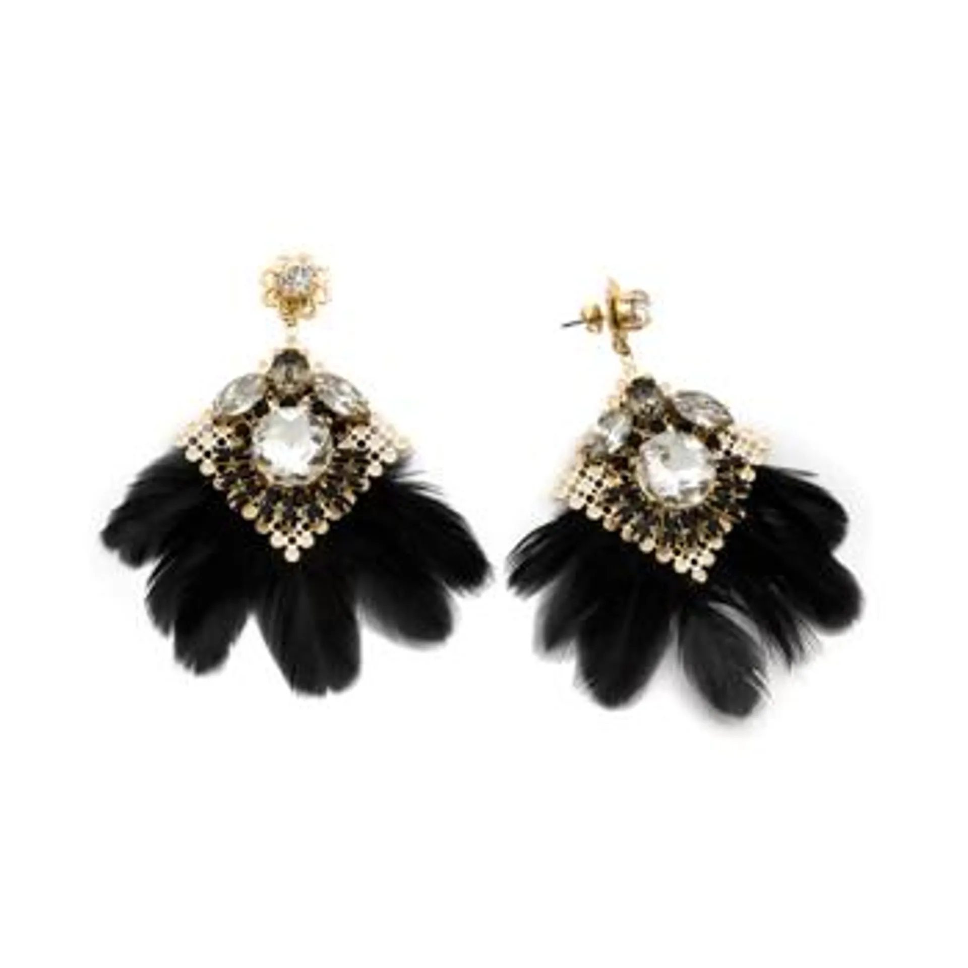 Pendientes plumas negras - 31634