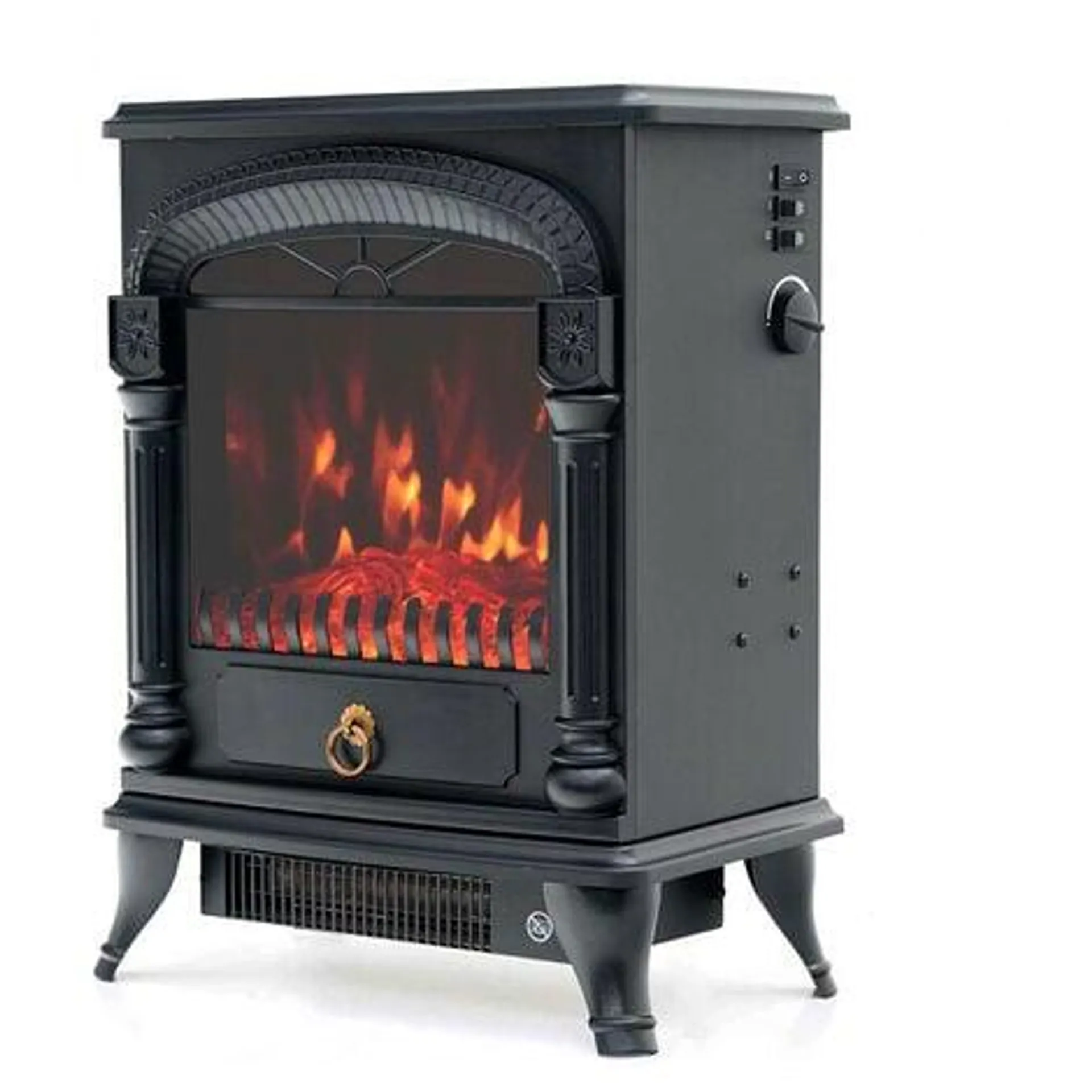 Chimenea Eléctrica de Suelo 1950W Kekai Arizona 37x23x51 cm con Simulación de Fuego Negra para Interior