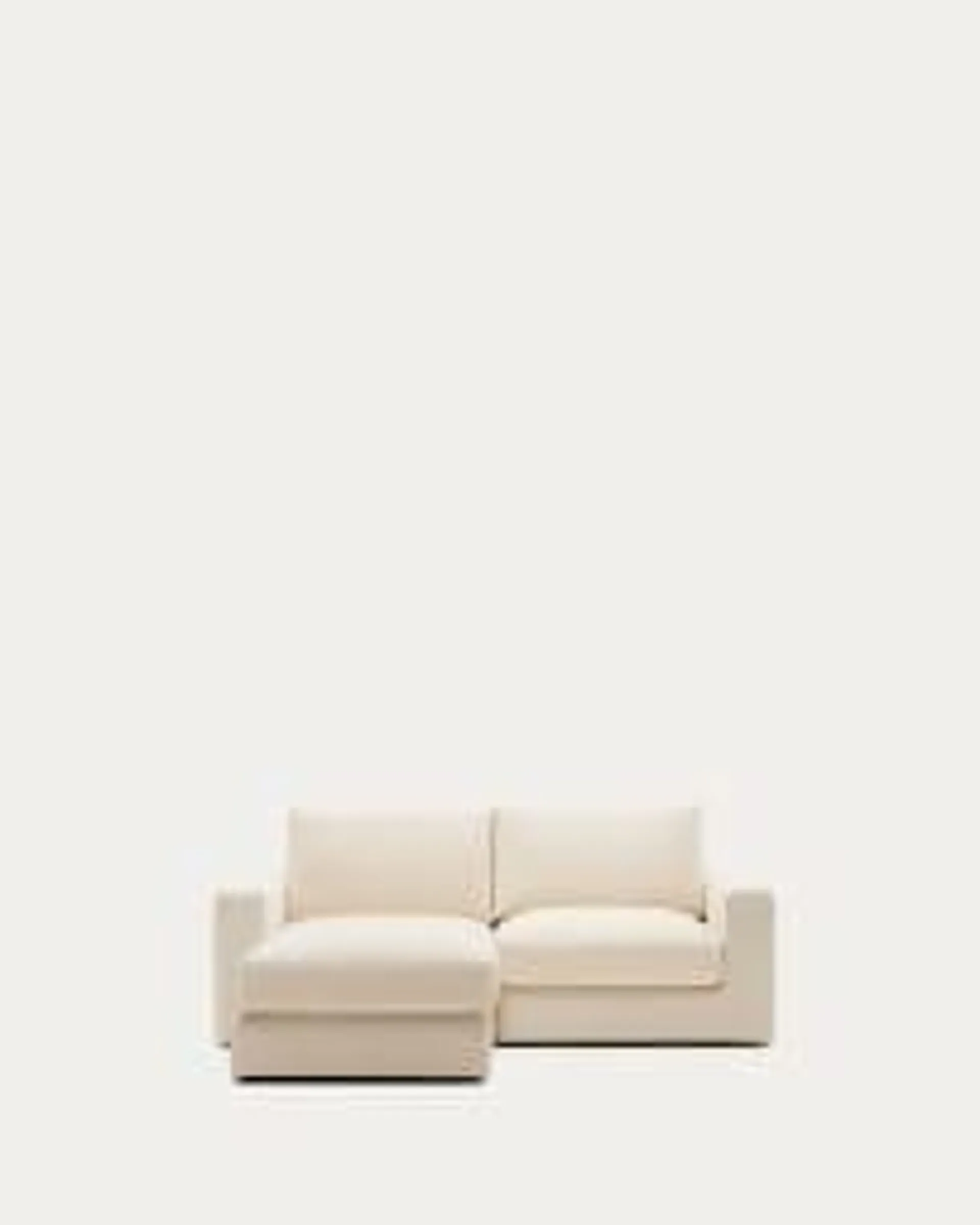 Sofá modular Martina 2 plazas de chenilla con chaise longue derecho color crudo 230 cm