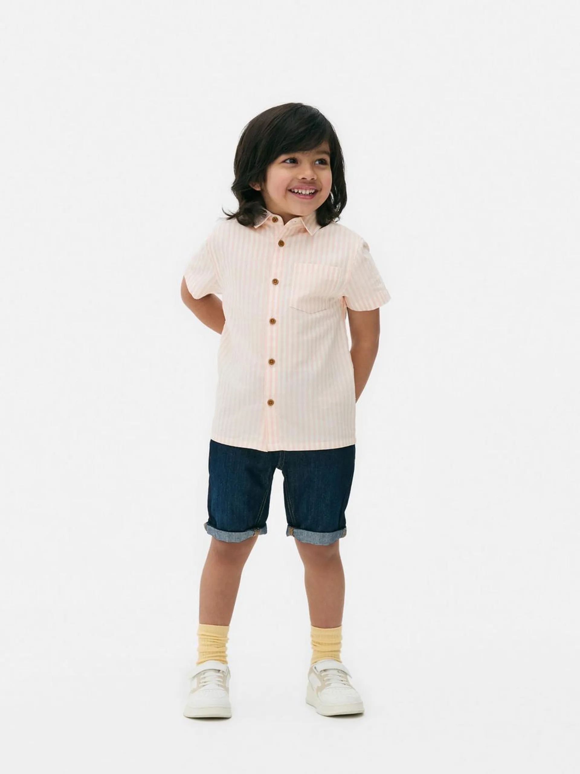 Camisa Oxford de manga corta a rayas