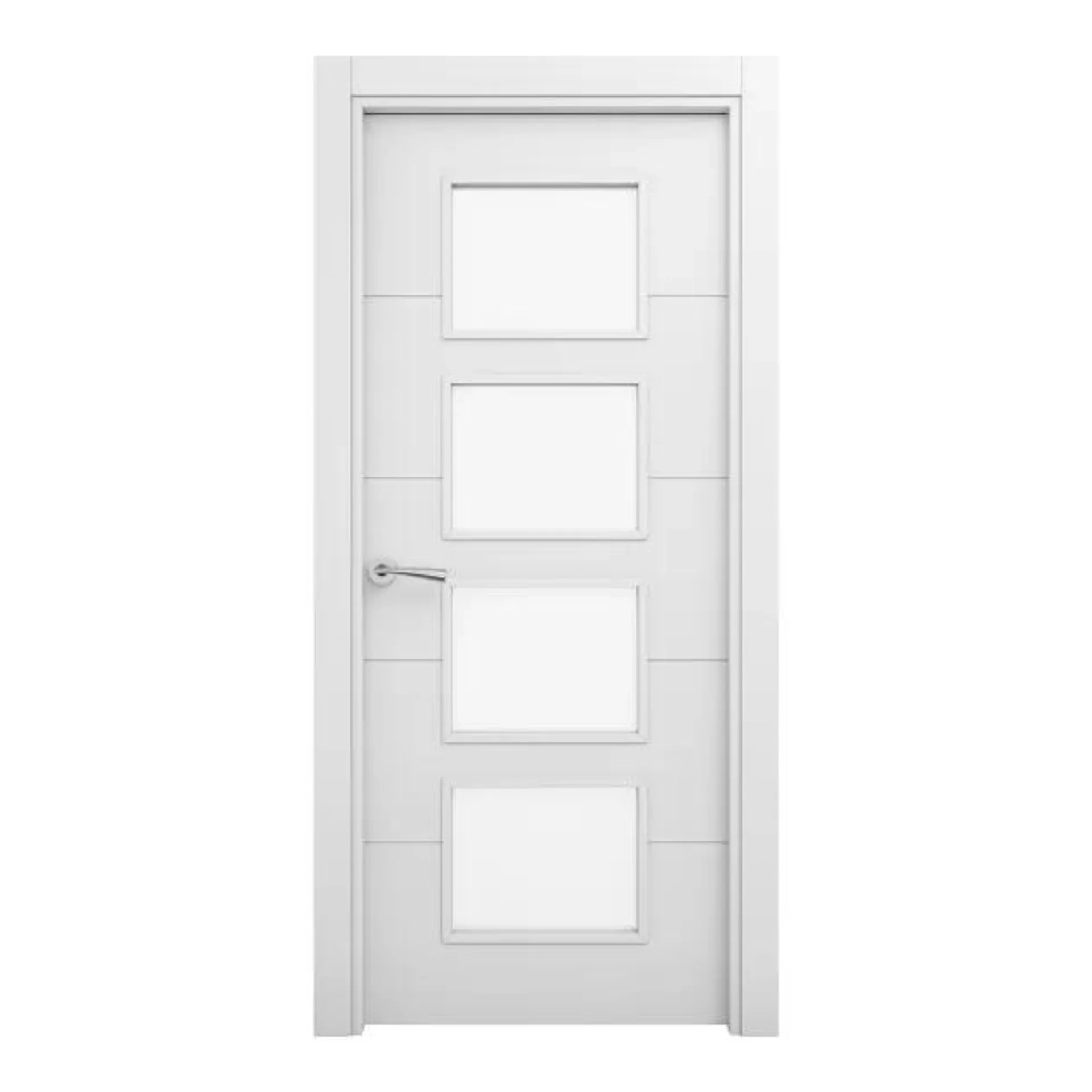 Puerta de Interior maciza lacada Lor blanca acristalada 72,5cm izquierda Geom