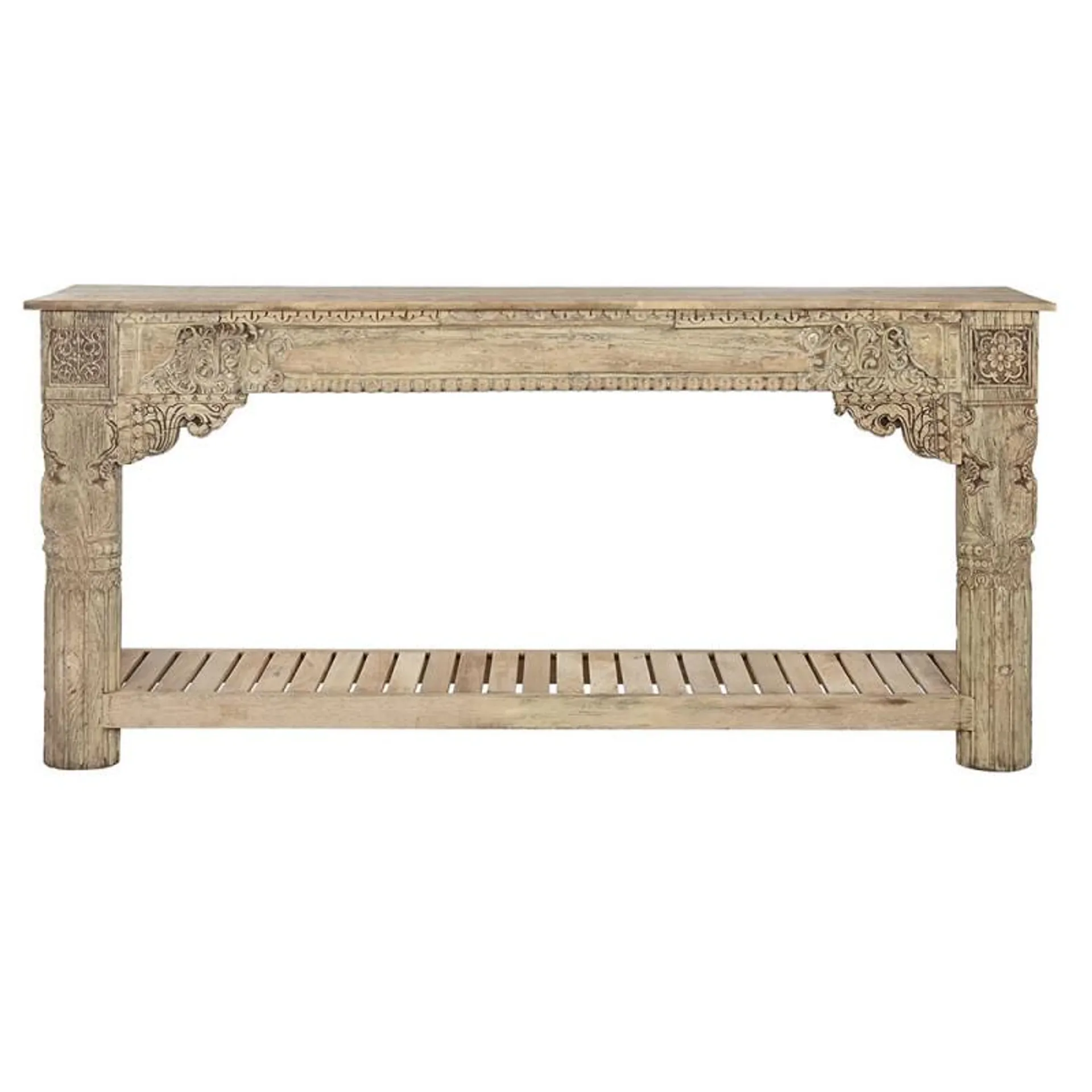 Carved wood console 194cm