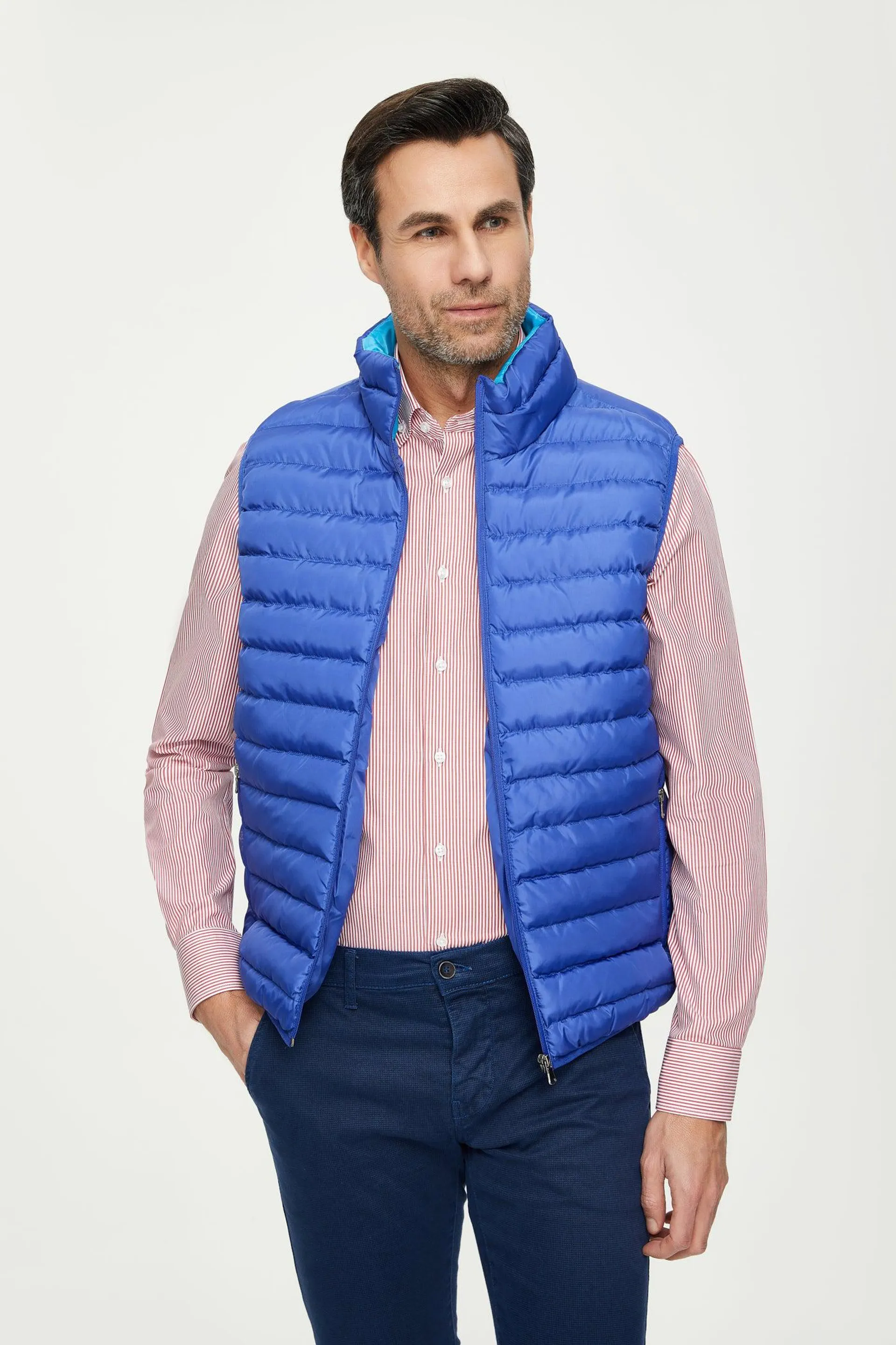 Polyestere Man Down Jacket Blue Plain