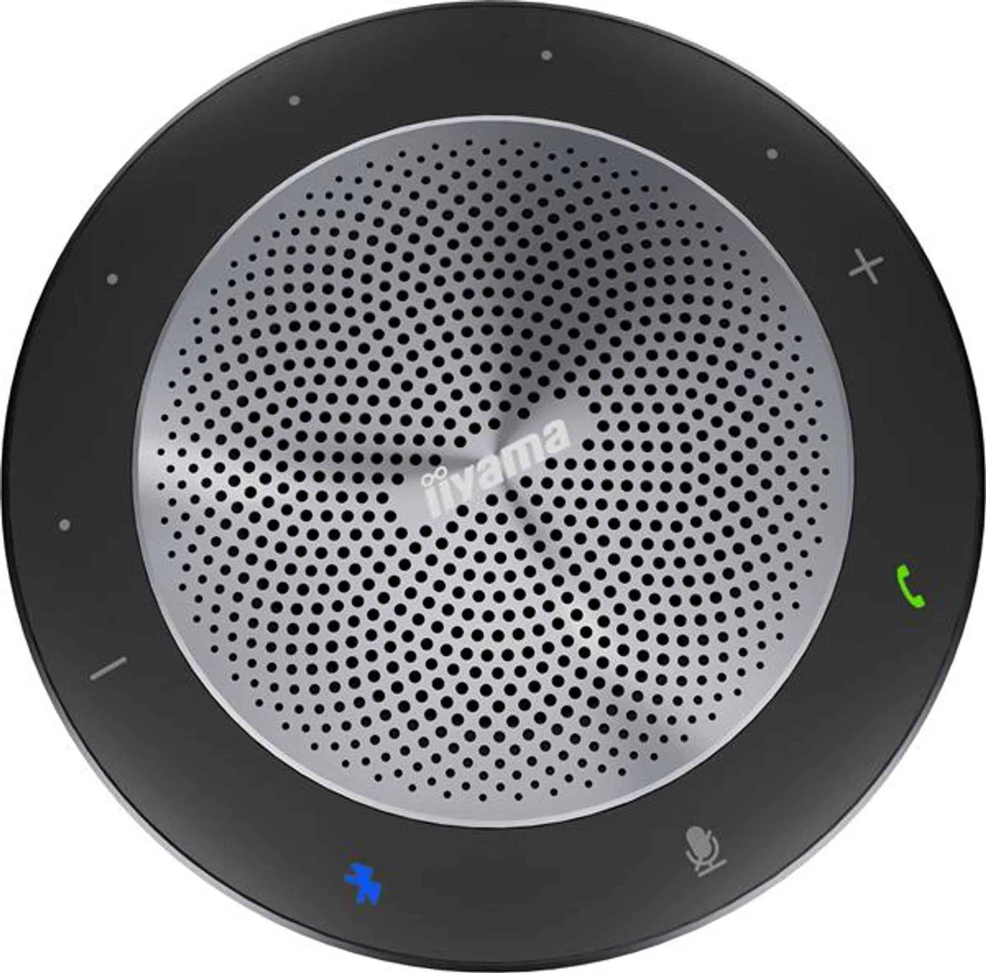 IIYAMA SPEAKER 360DEGREE. 6-ELEMENT MICROPHONE PICK-UP 5M RADIUS. INTELLIGENT NOISE REDUCTION AND ECHO CANCELLATION. BLUETOOTH WITH DONGLE INCLUDED. USB AND AUX. MULTIPLE DEVICE CONNECTION. DAISY CHAIN. BATTERY 8 HOURS USAGE UC SPK01L