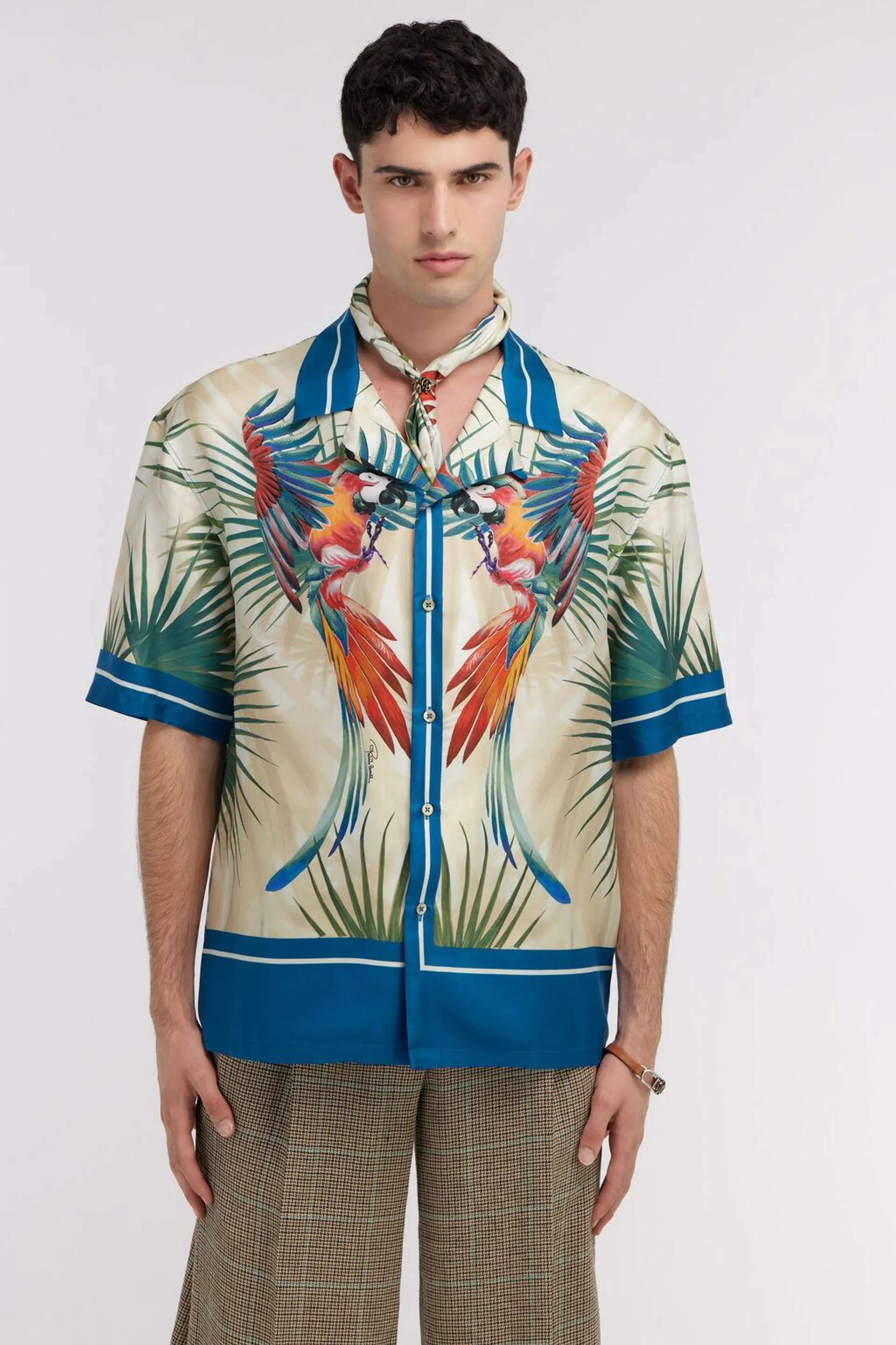 Short-sleeve Parrot print shirt