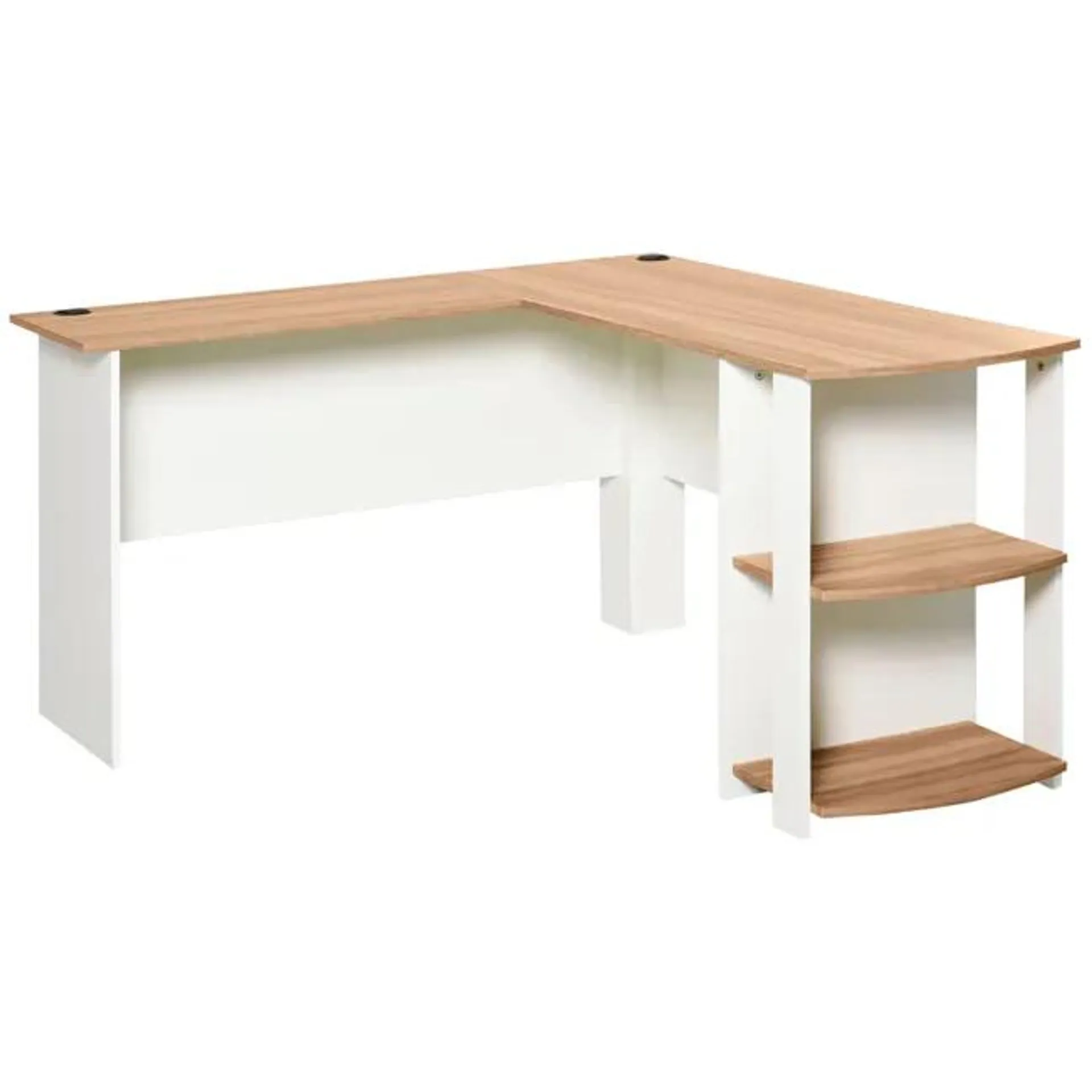 Mesa de ordenador Homcom nogal 136x130x72 cm aglomerado de madera