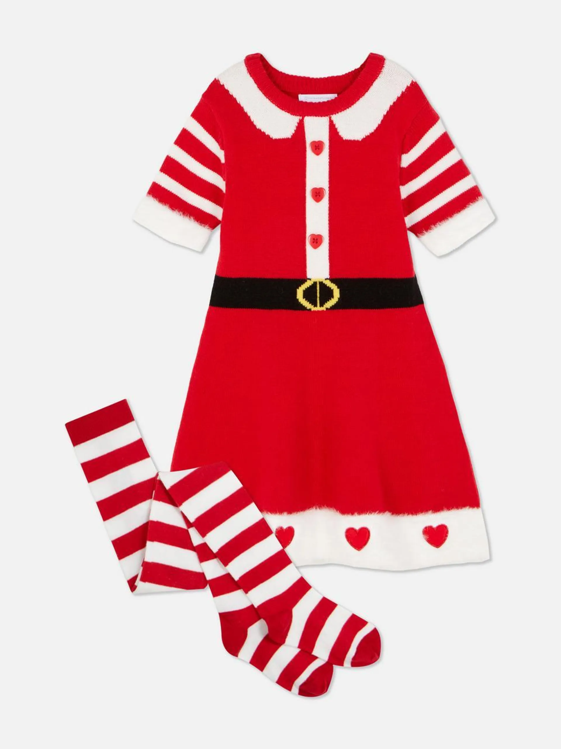 Vestido tipo jersey con medias a juego de Papá Noel