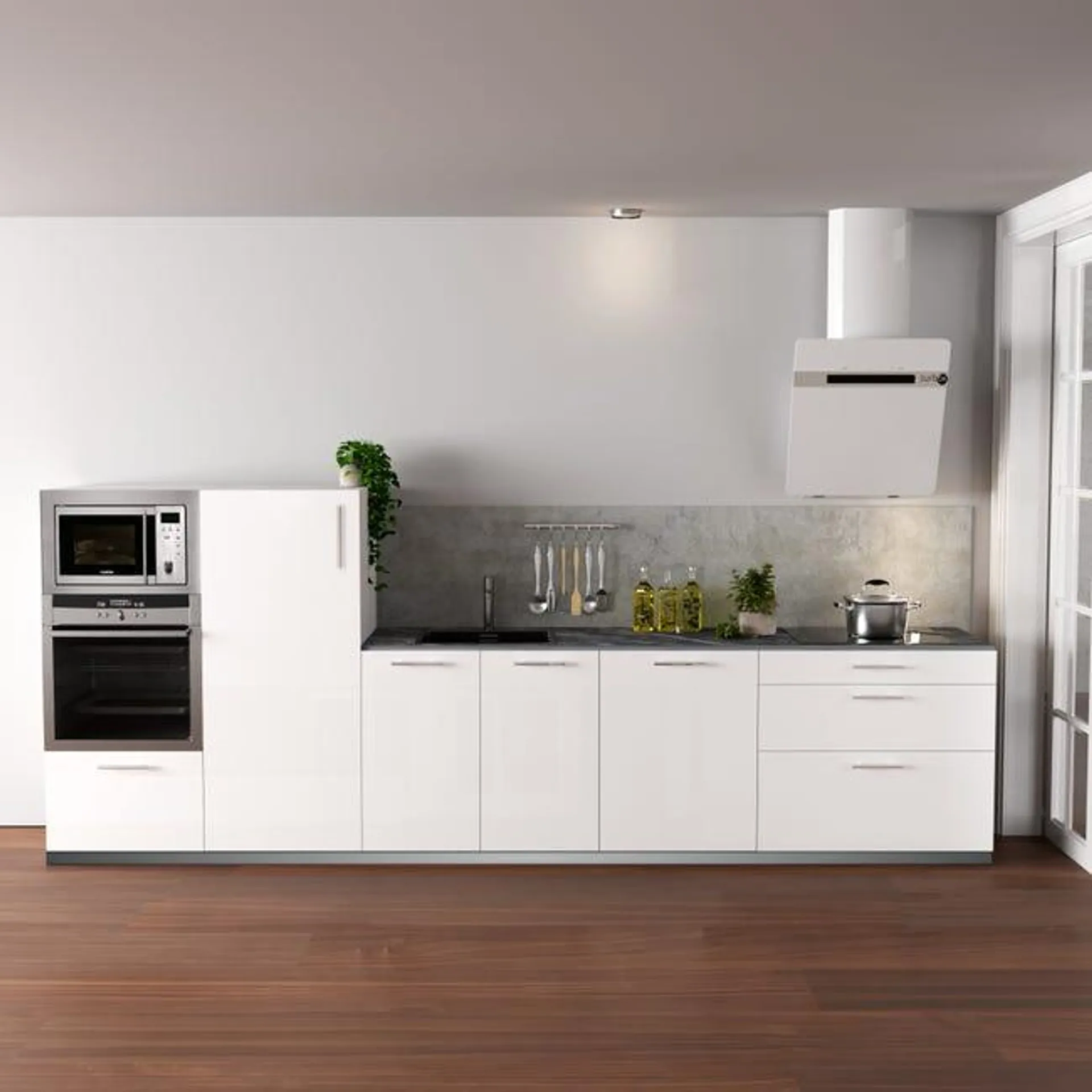 Cocina en kit DELINIA ID SEVILLA blanco brillo 3.60 m