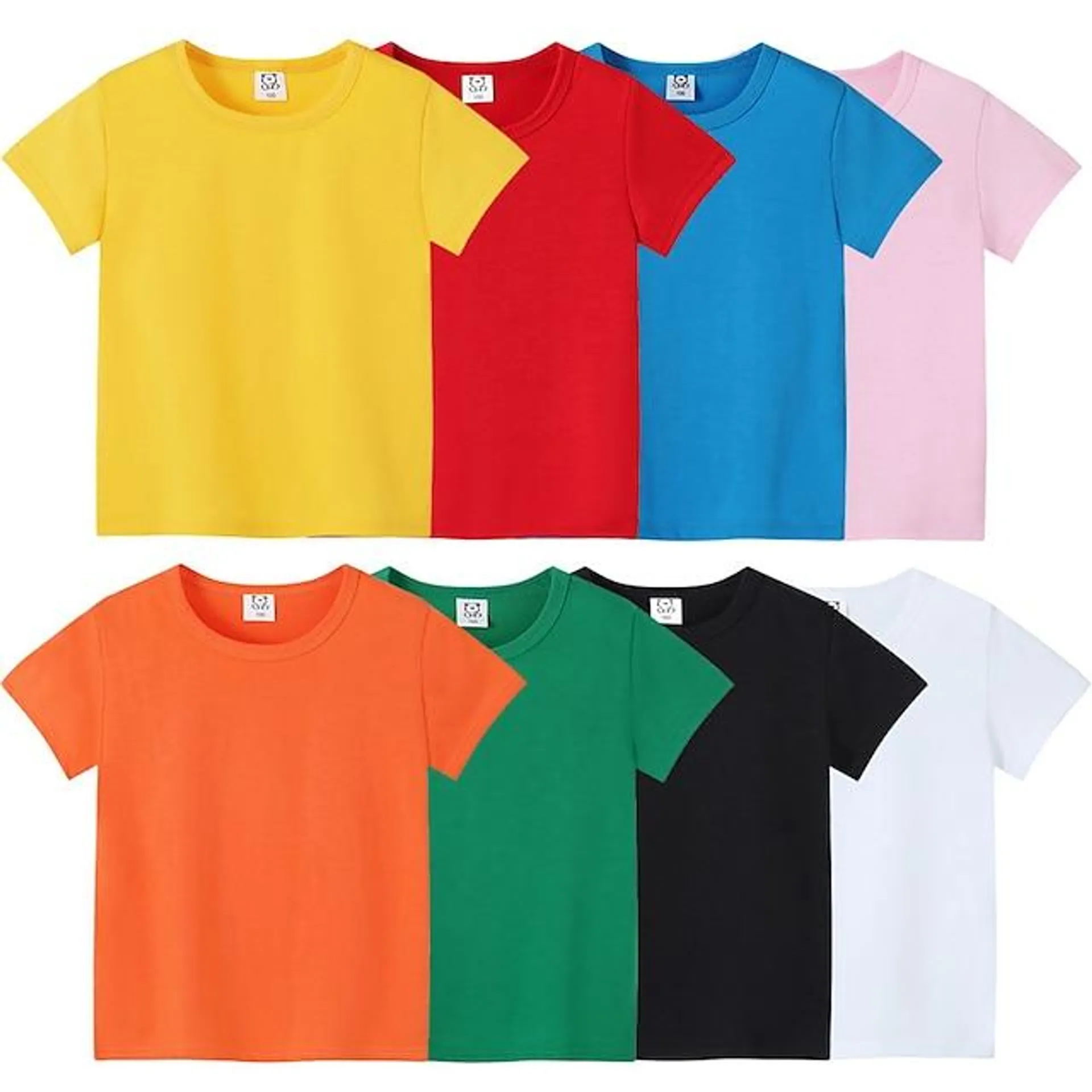 Kinderen Jongens T-shirt Tee Effen Kleur Korte mouw Katoen Kinderen Top Buiten Neutrale Dagelijks Zomer Zwart 2-12 jaar