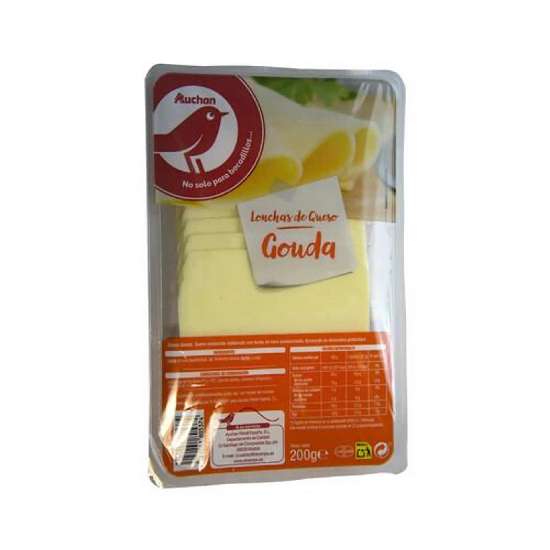 AUCHAN Queso en lonchas Gouda 200 g. Producto Alcampo