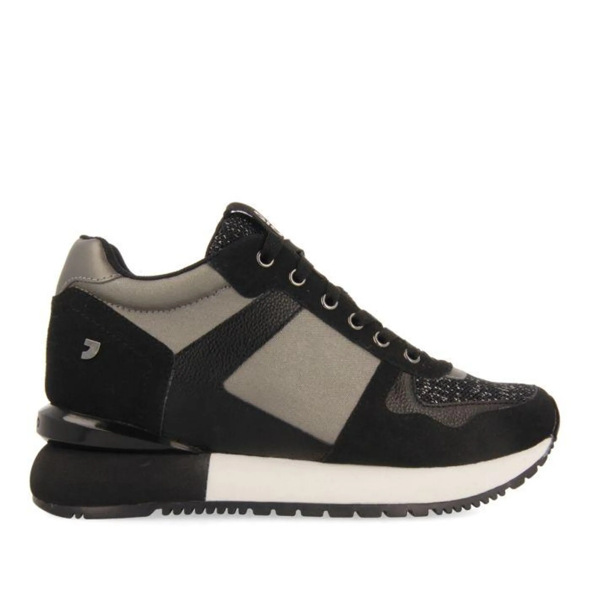 Girst women's dark silver monochrome sneakers with inner wedges