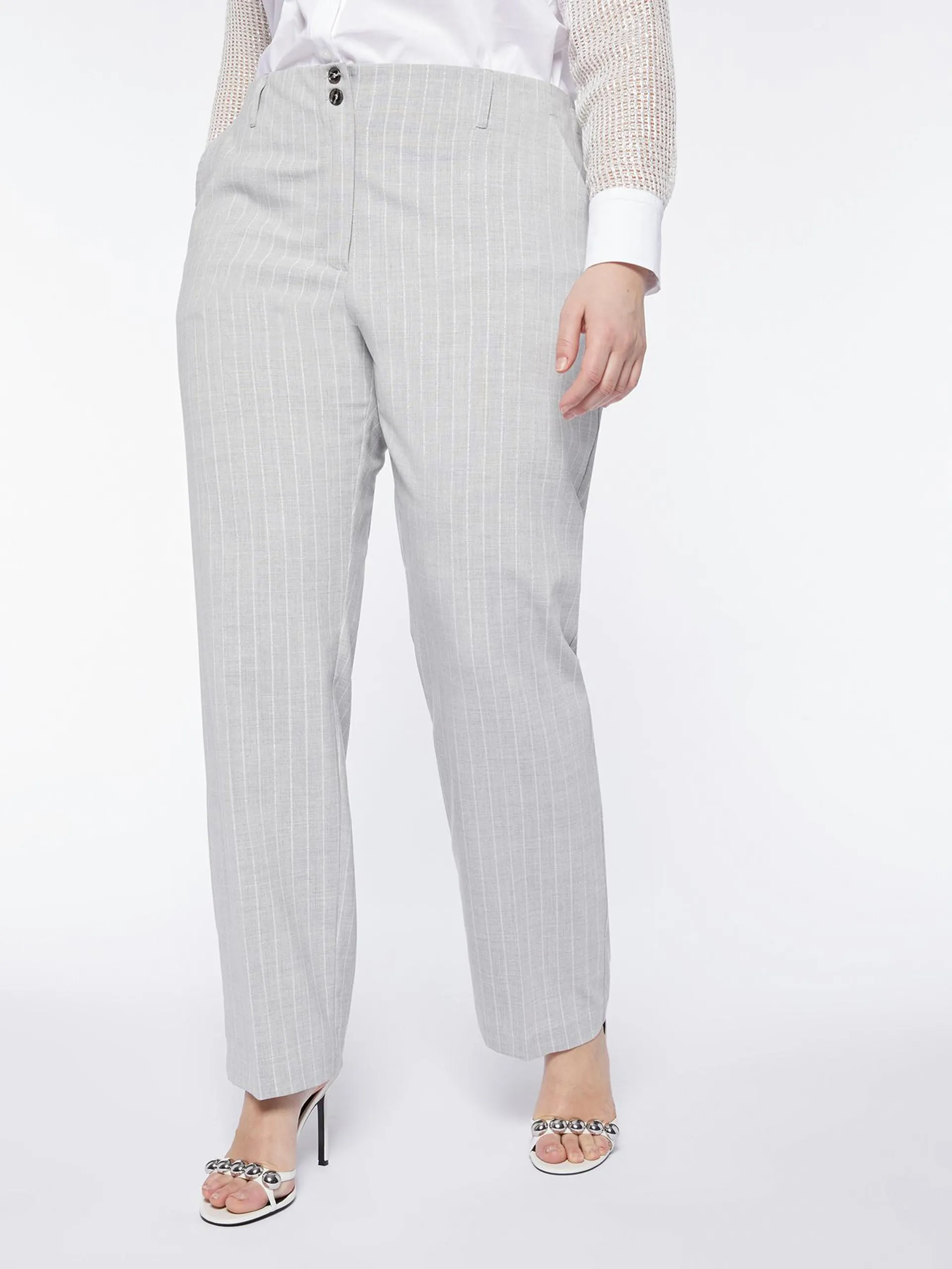 Pantaloni in tessuto gessato lurex