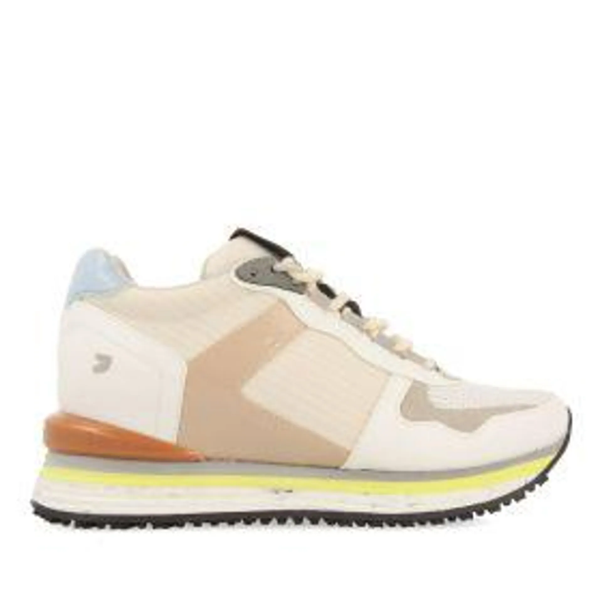 Kahler women's off-white sneakers with inner wedges, pastel shades and neon details