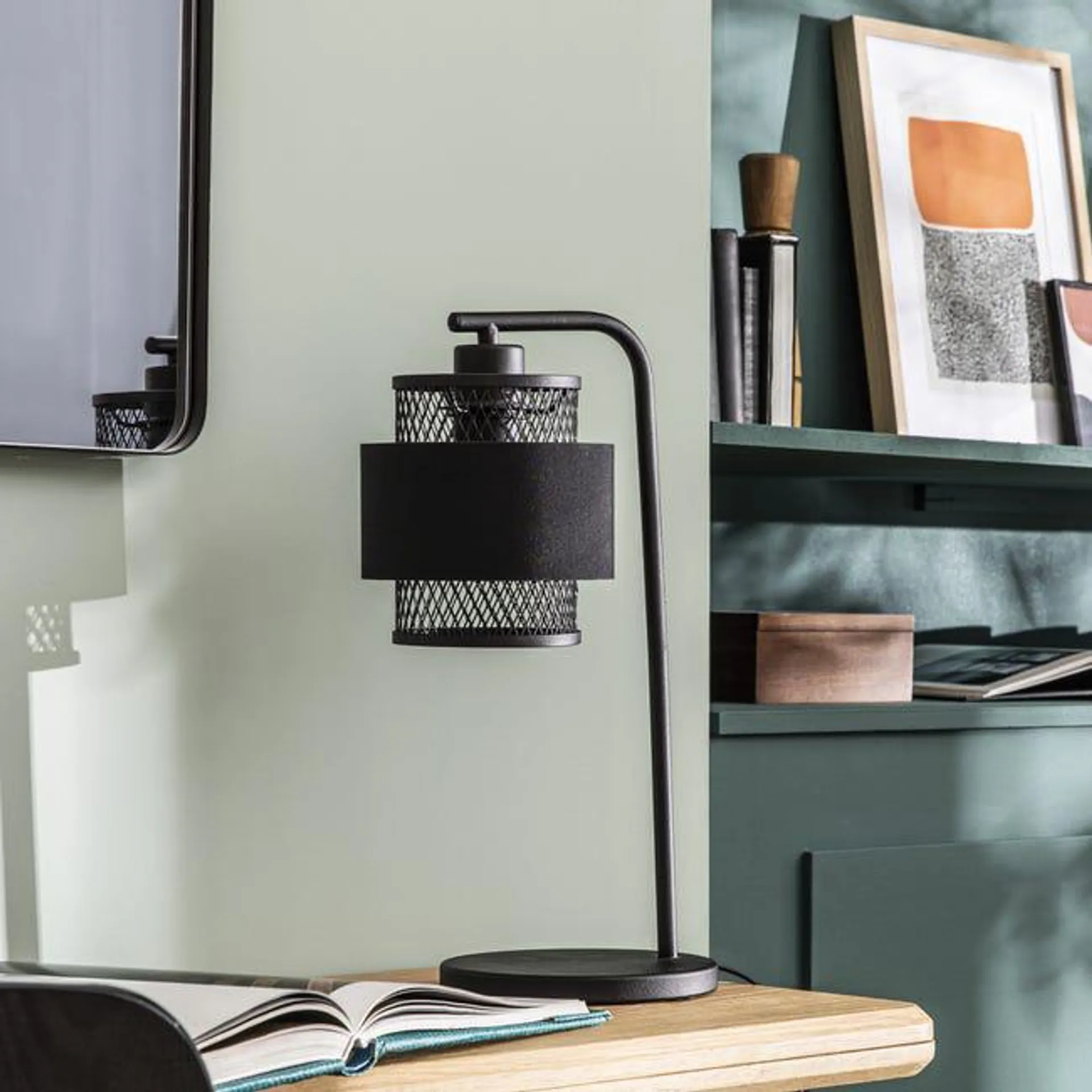 Lámpara de mesa INSPIRE Ottomane 1 luz E27 negro/metal Ver detalles del producto