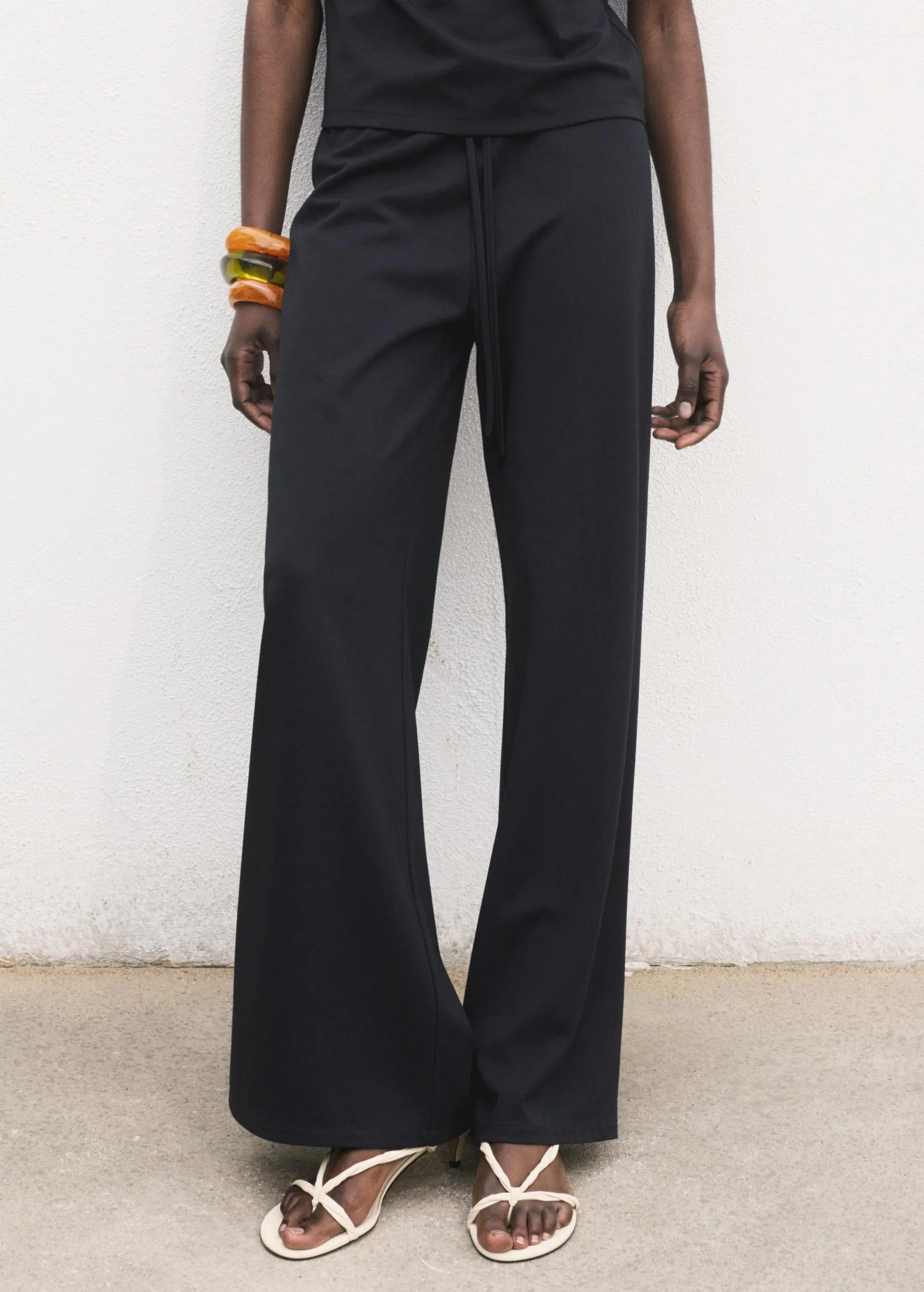 Pantalón wideleg cintura elástica