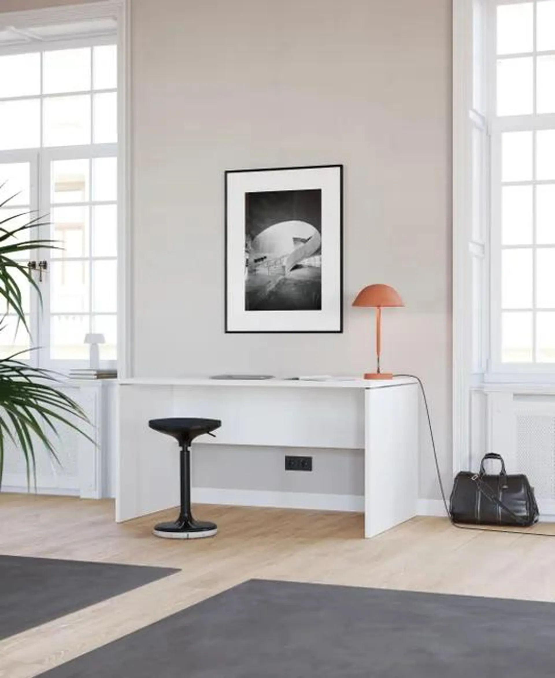 Mesa de escritorio de melamina New Pano blanco de 74x160x60cm