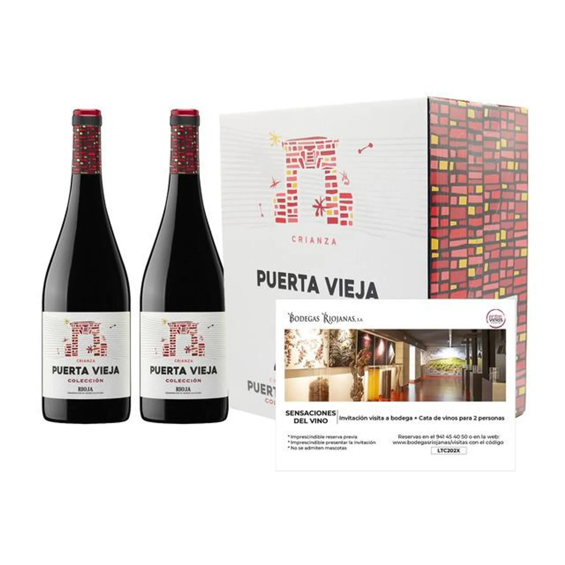 Caja de 6 botellas de 75 cL vino tinto Puerta Vieja crianza Colección D.O.Ca. Rioja